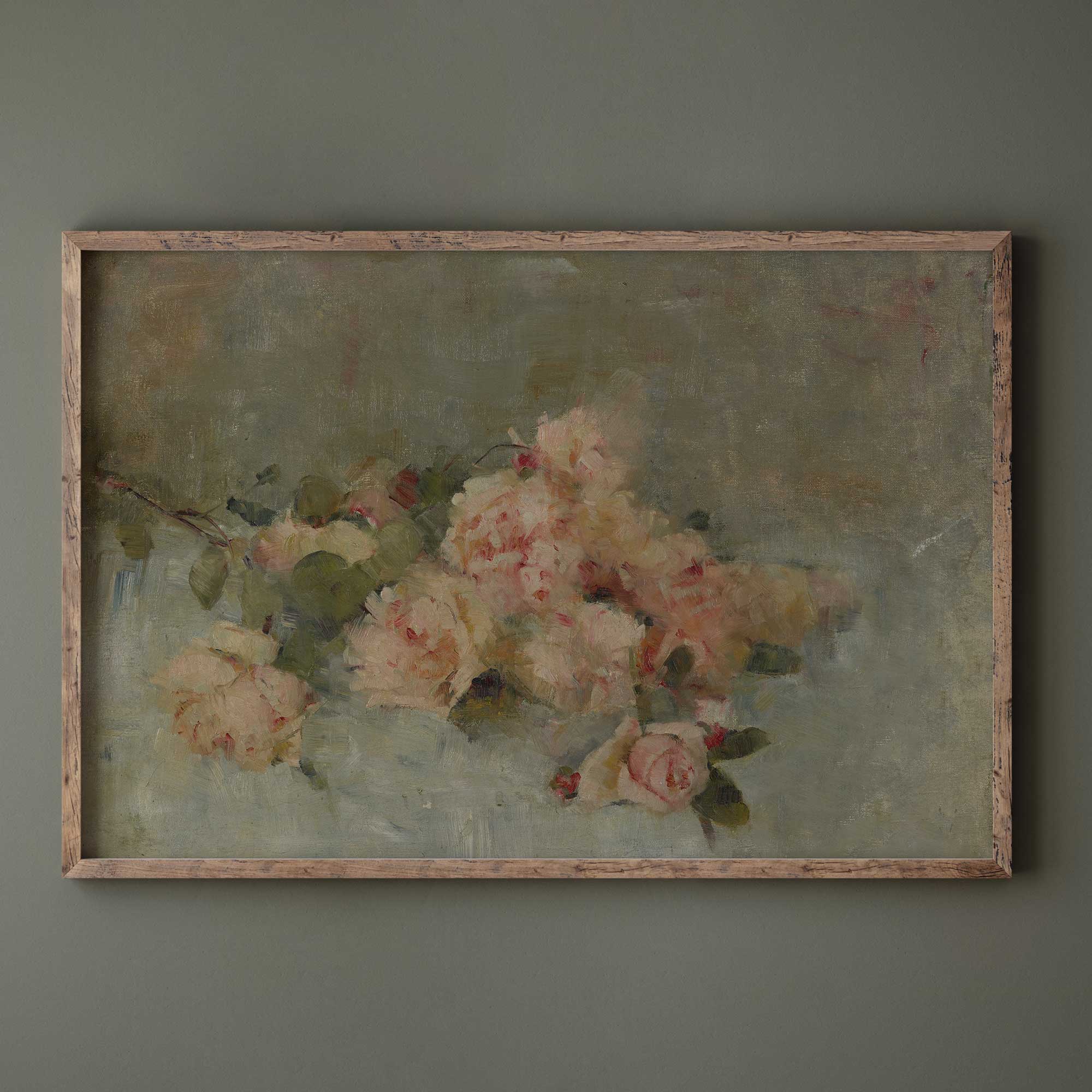 Vintage Pastel Roses Print - Gentle & Serene Floral Art