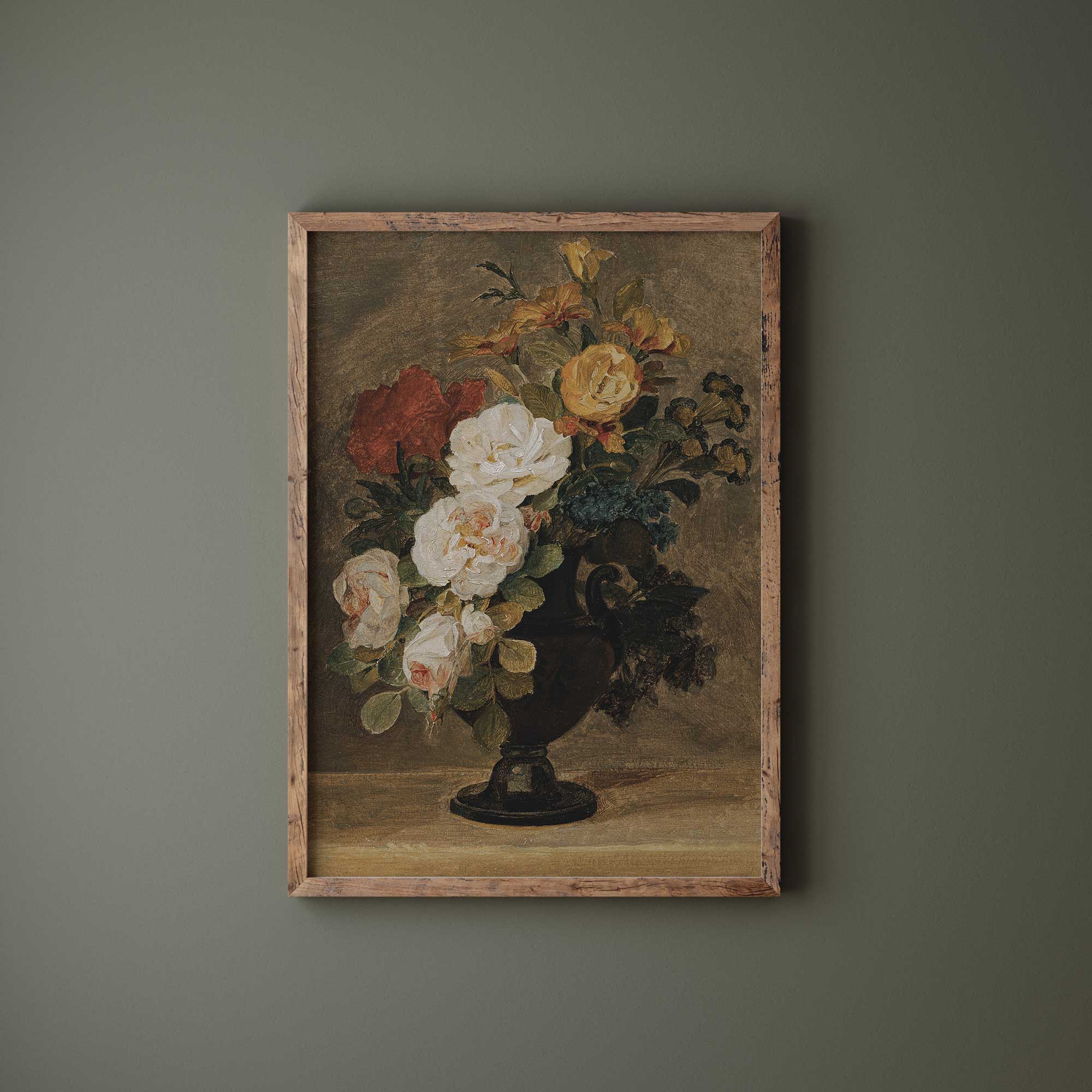 Rose Bouquet in Antique Vase Print