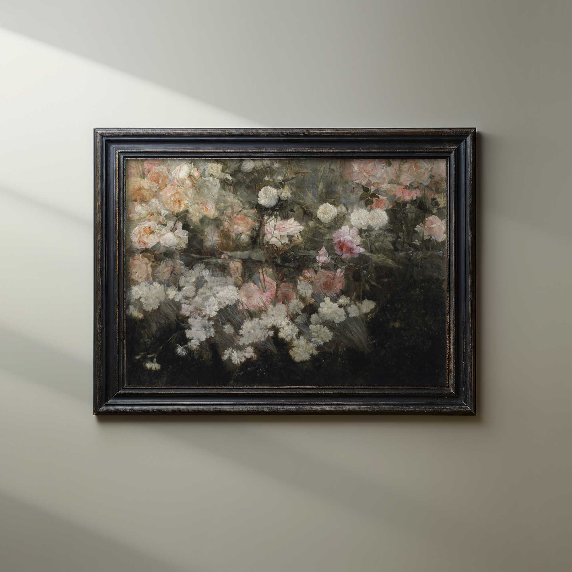 Elegant Pink, White & Peach Roses Garden Wall Art