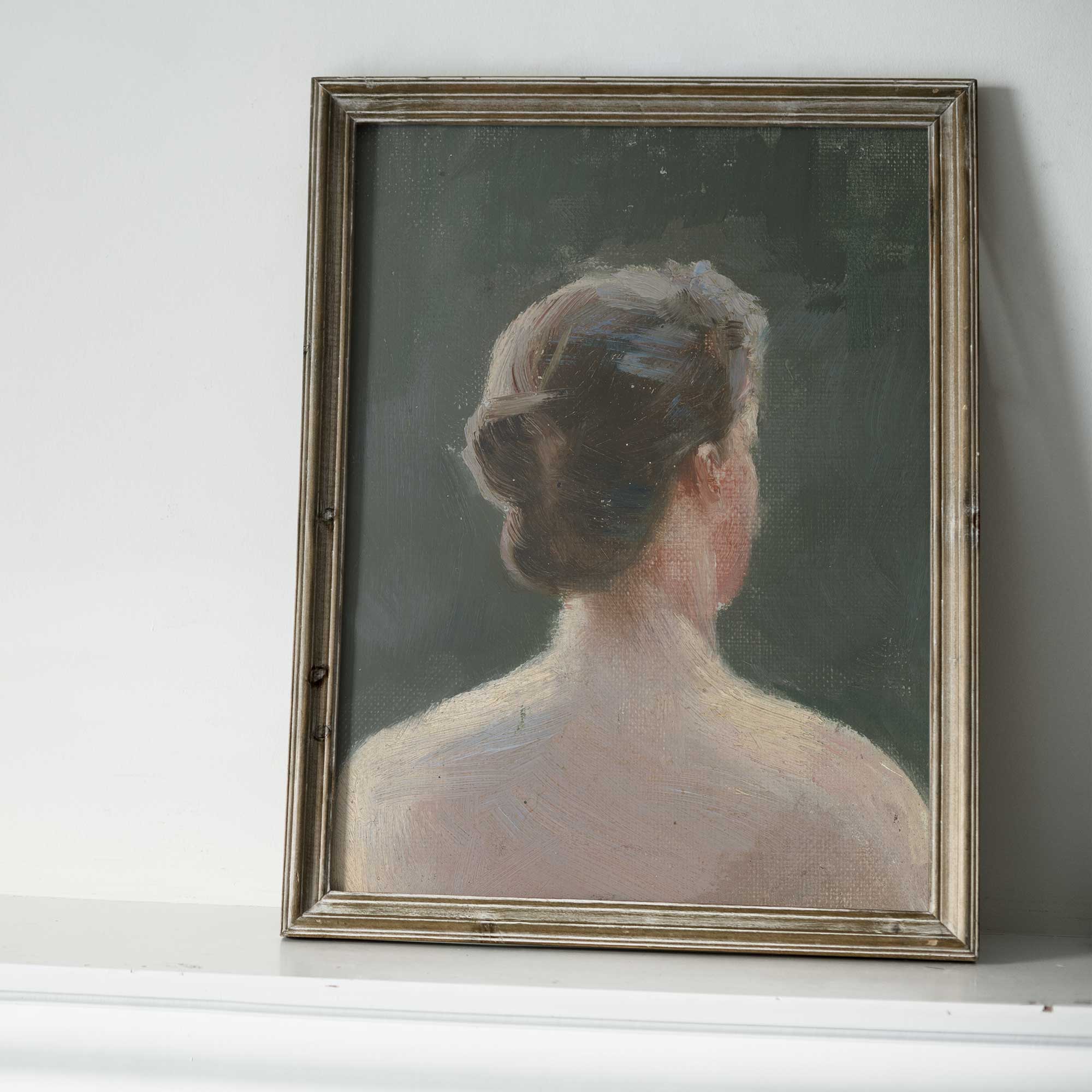 Premium fine art portrait print of a woman with an updo, painted by Finnish artist Torsten Wasastjerna