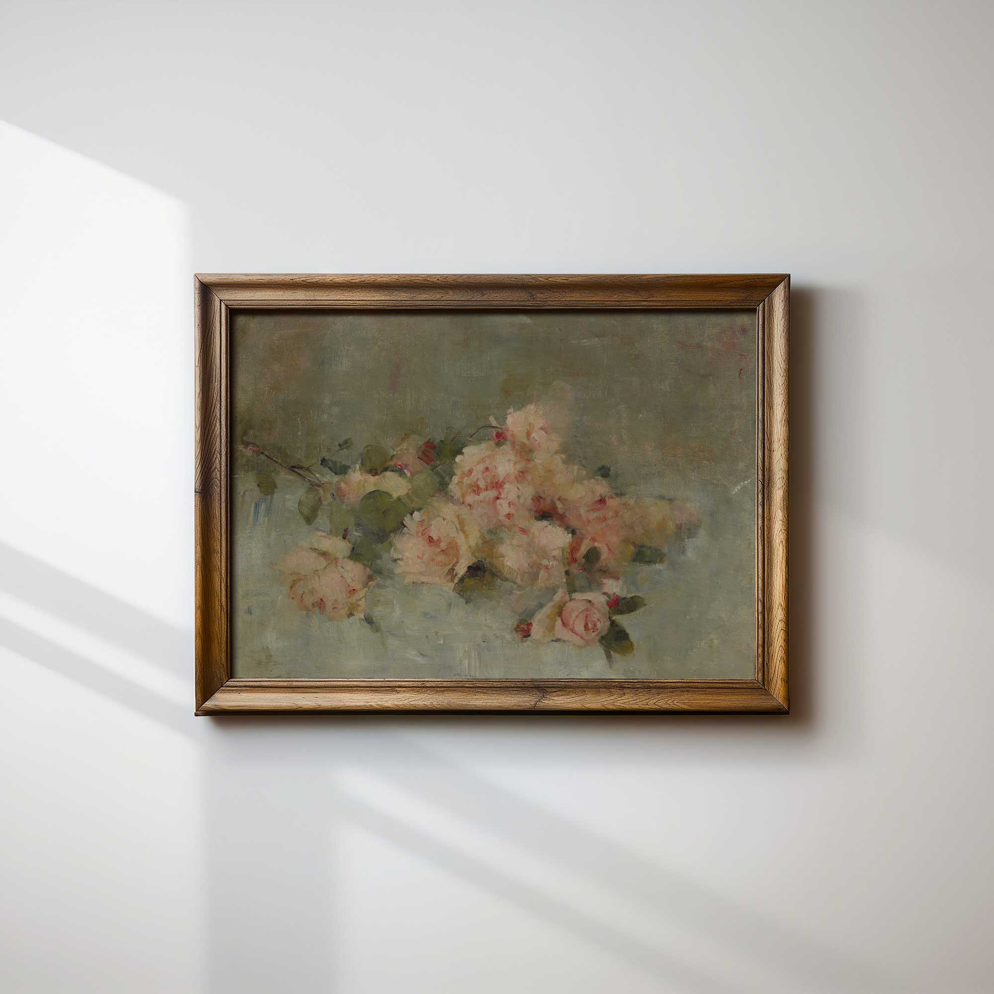 Vintage Pastel Roses Print - Gentle & Serene Floral Art