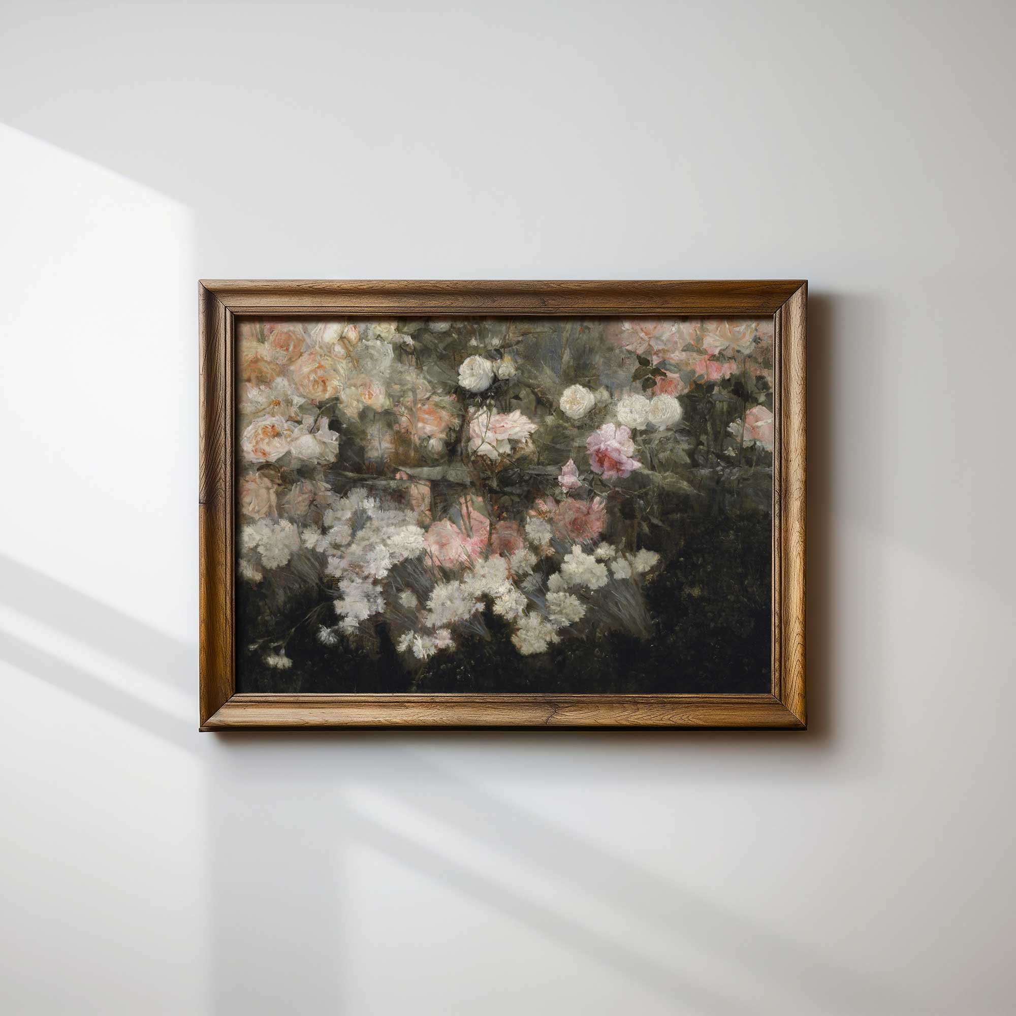 Elegant Pink, White & Peach Roses Garden Wall Art