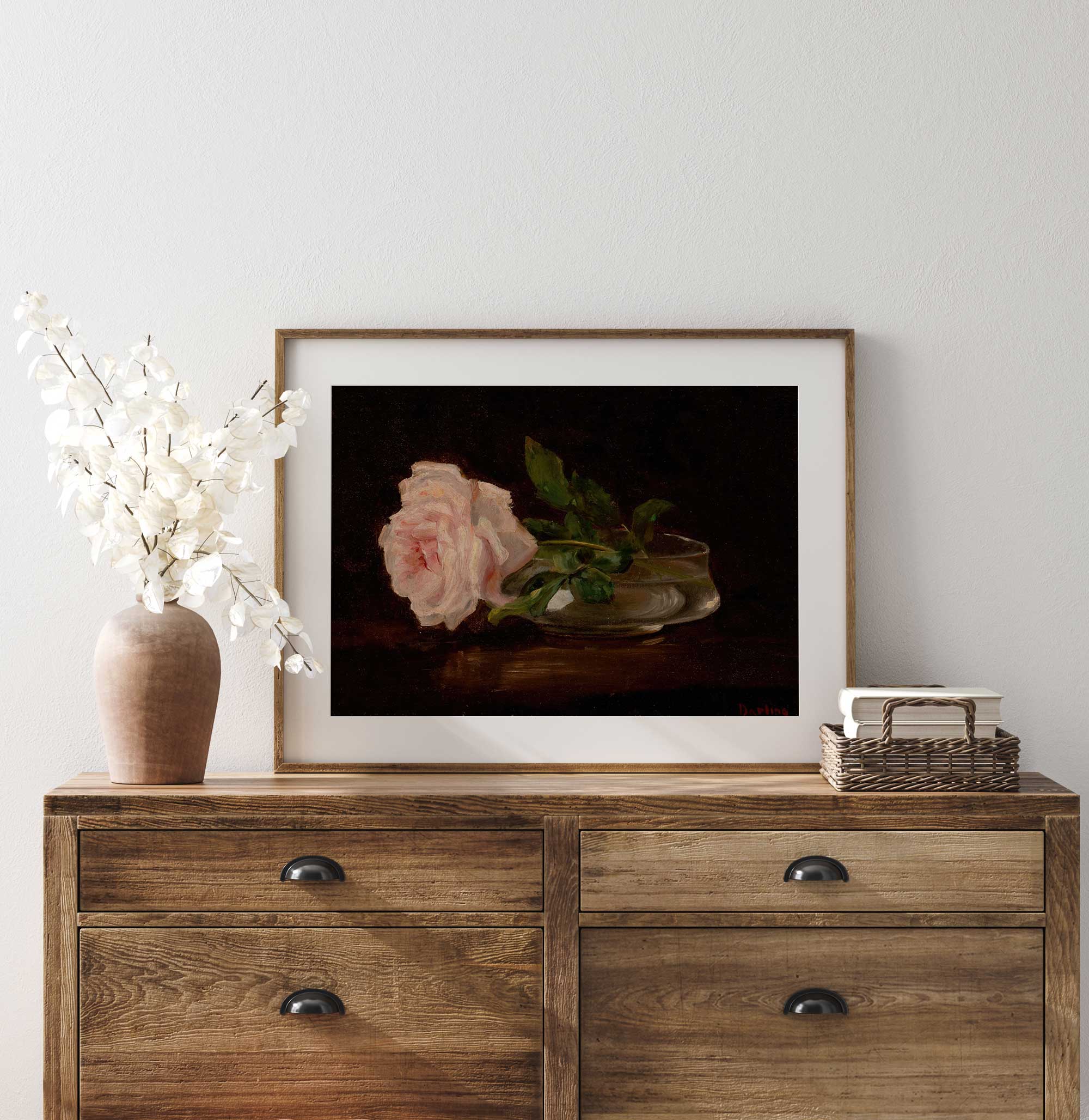 Single Rose in Glass Vase Fine Art Print