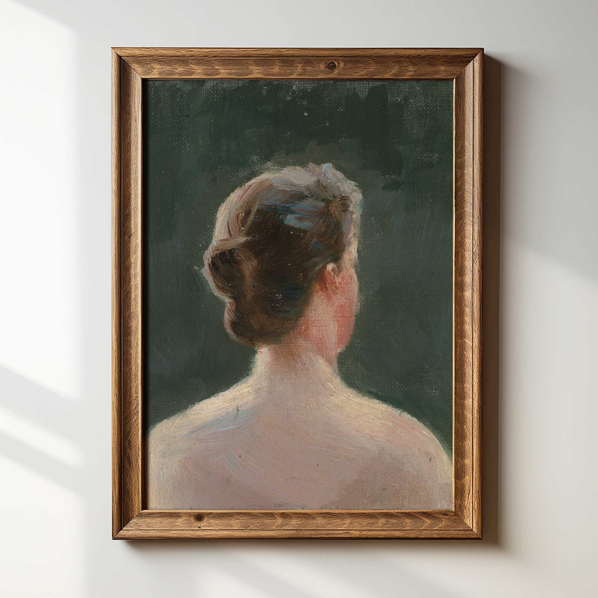 Premium fine art portrait print of a woman with an updo, painted by Finnish artist Torsten Wasastjerna