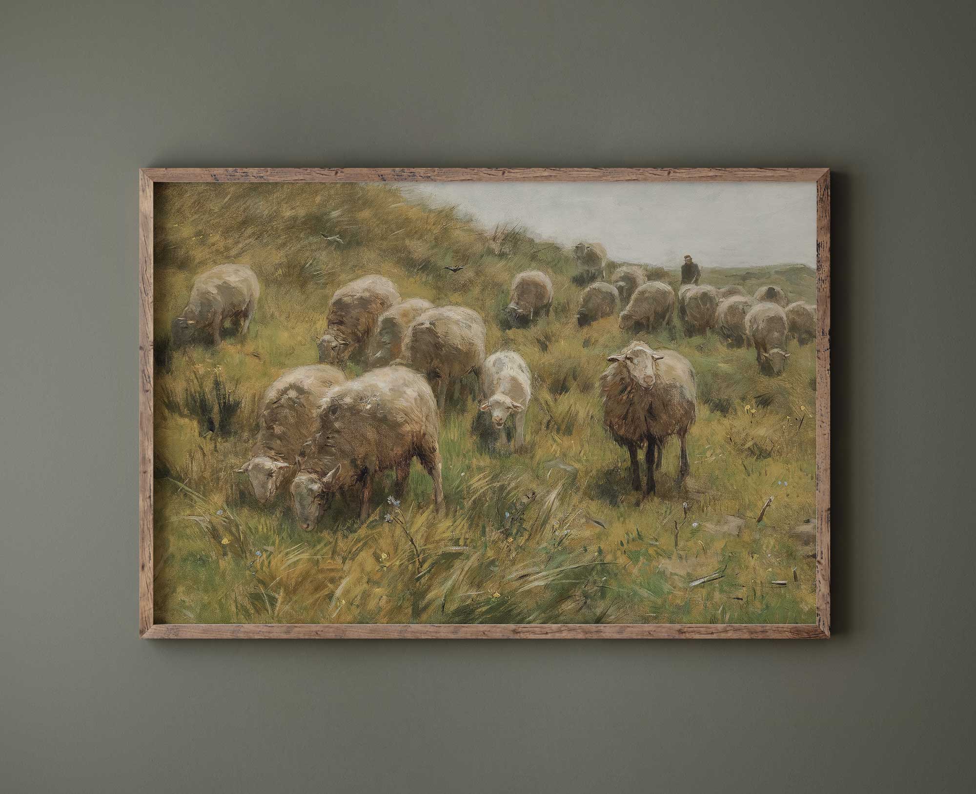 Rustic Sheep Pastoral Print - Modern Farmhouse Decor