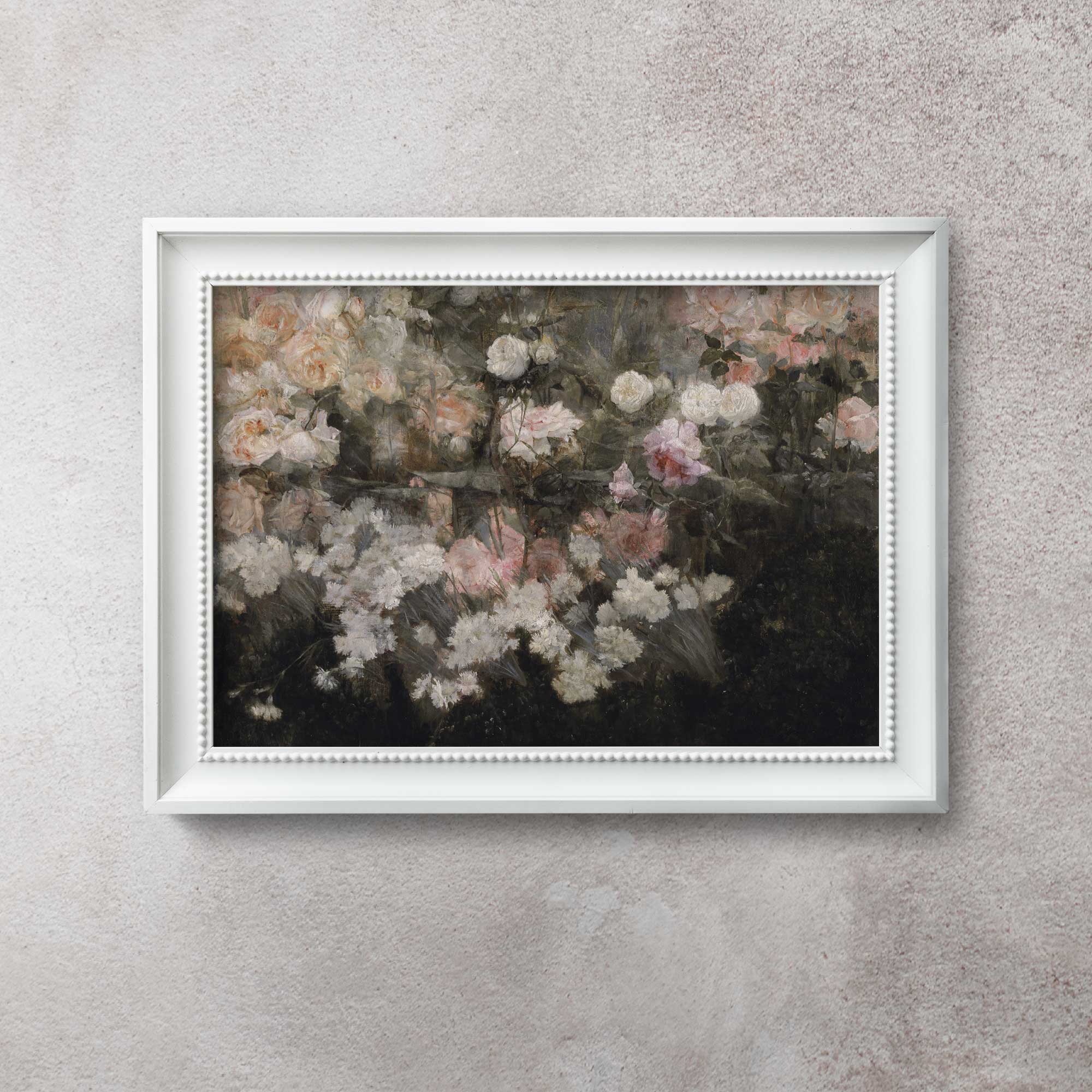 Elegant Pink, White & Peach Roses Garden Wall Art