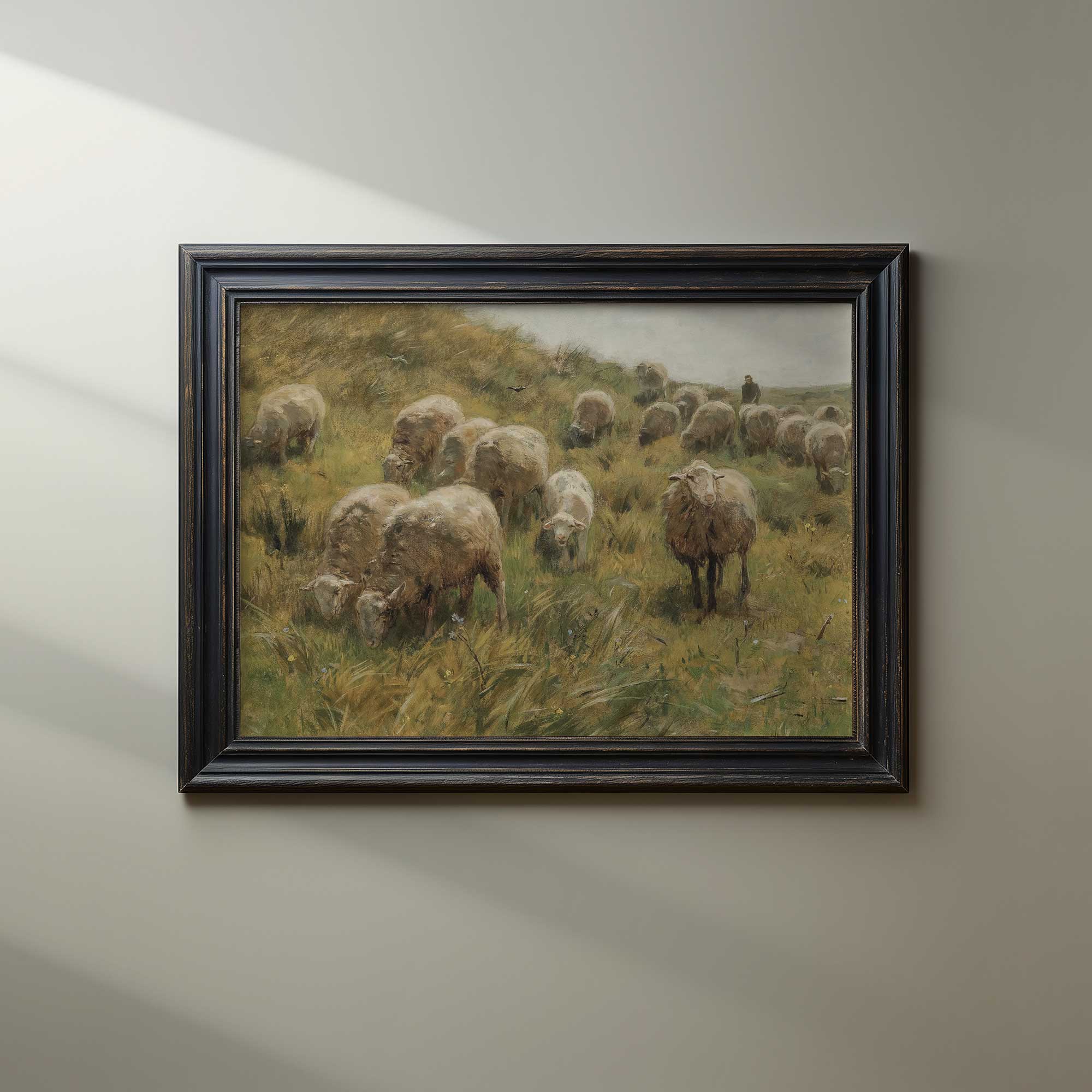 Rustic Sheep Pastoral Print - Modern Farmhouse Decor