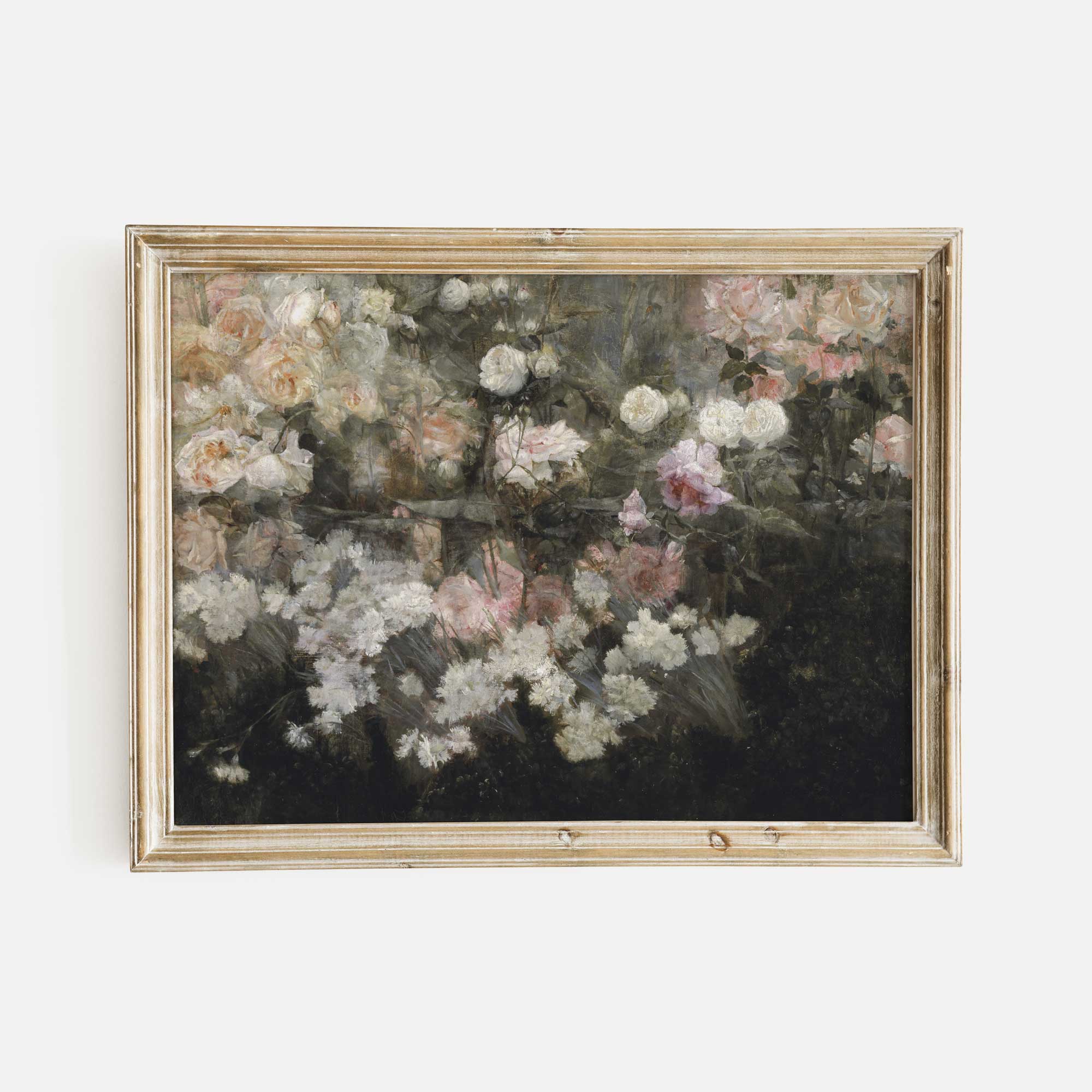 Elegant Pink, White & Peach Roses Garden Wall Art