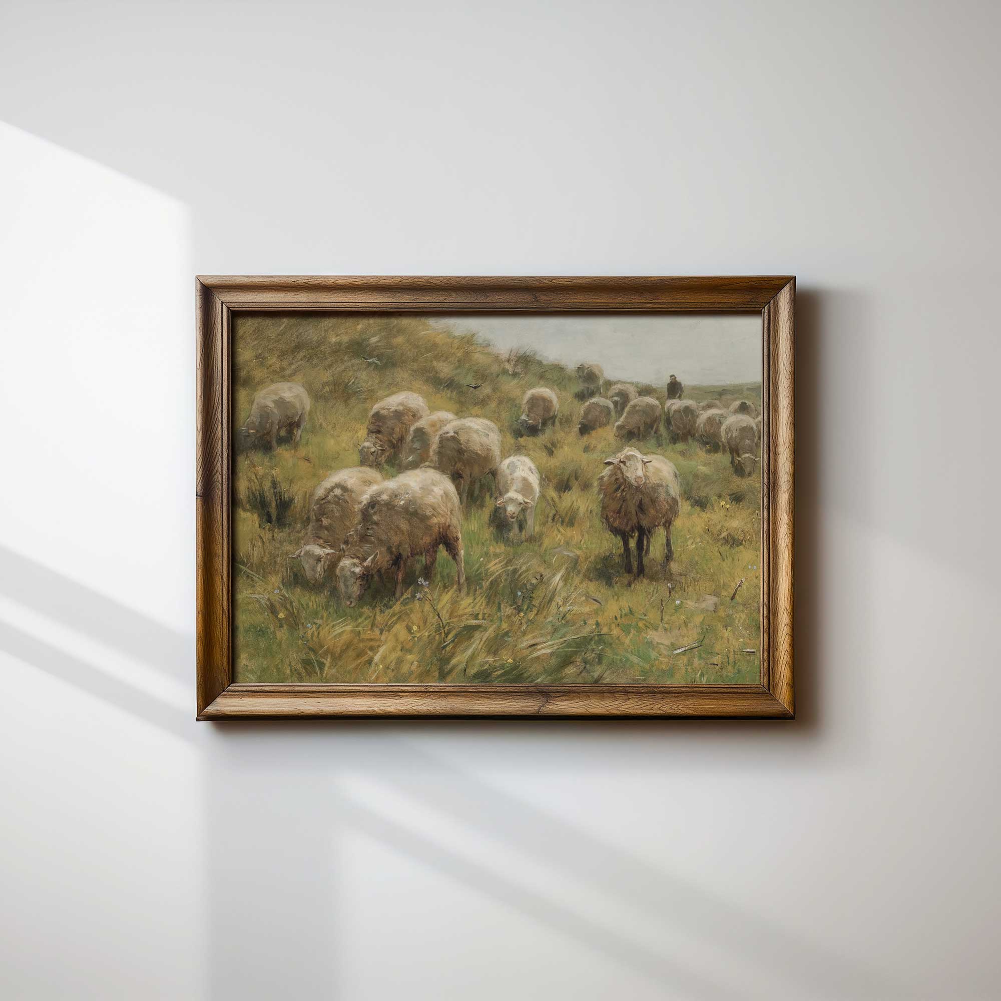 Rustic Sheep Pastoral Print - Modern Farmhouse Decor