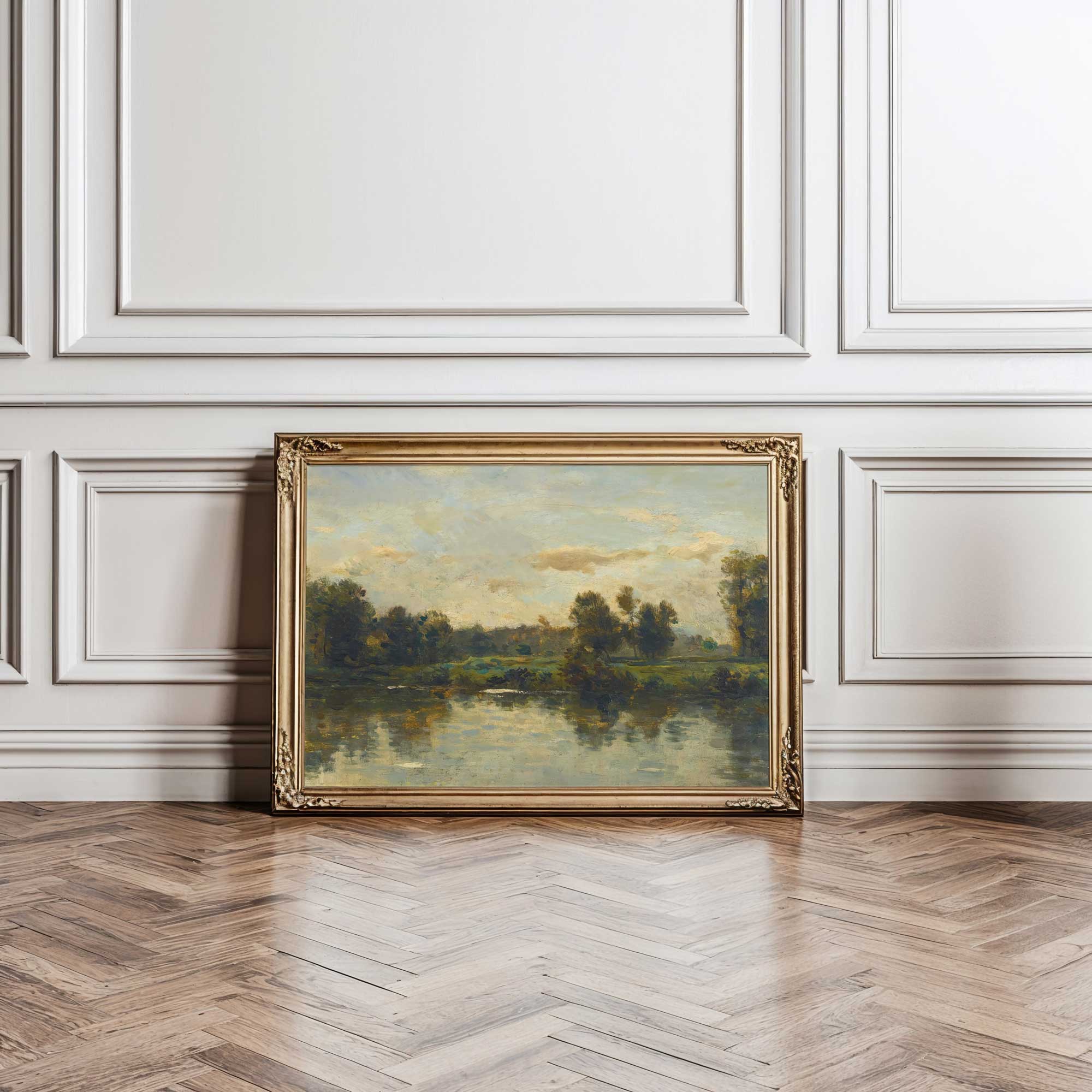 French River Landscape Print, Vintage Wall Art in the living room