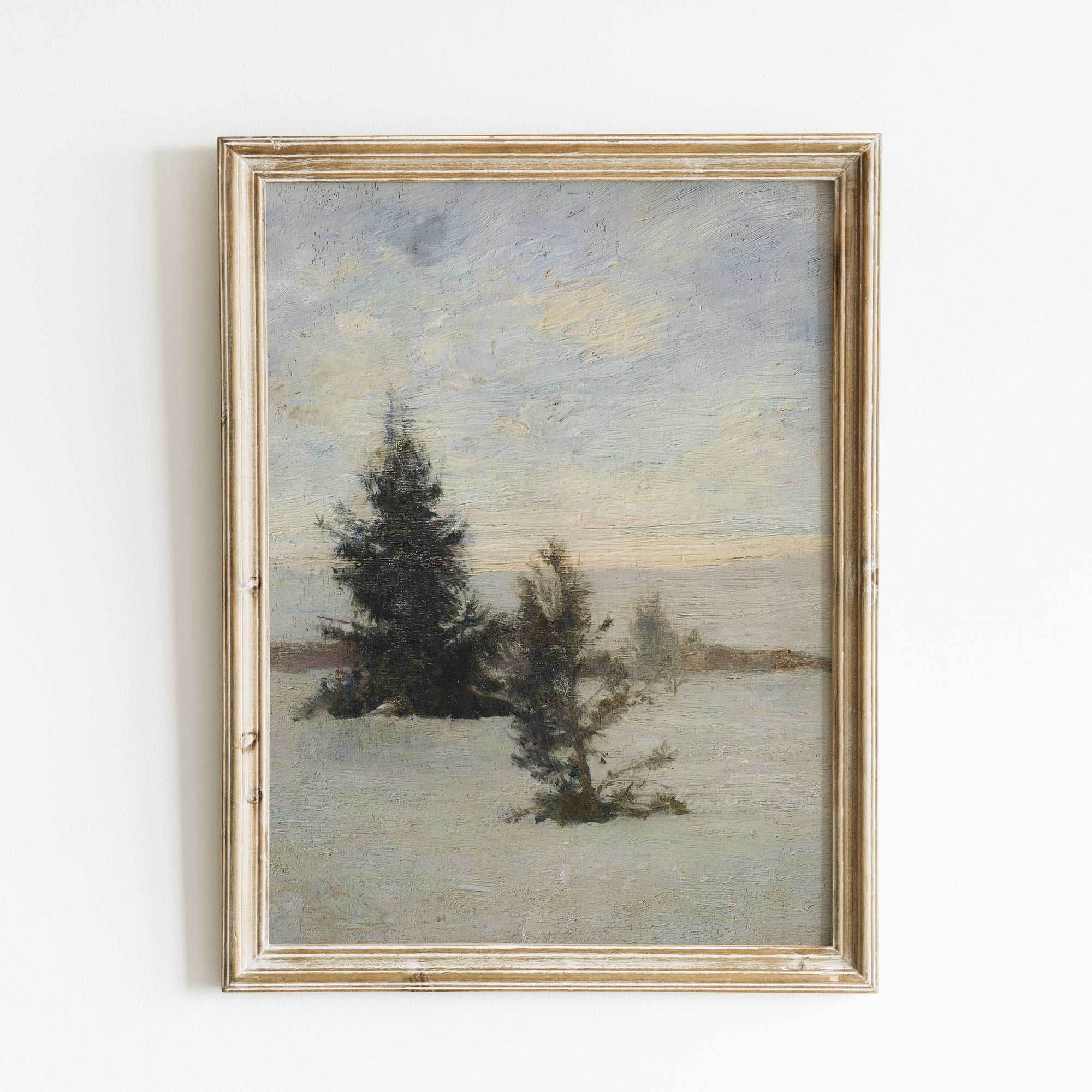 Pine trees in a winter landscape art print