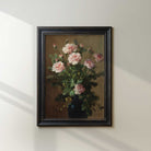 Framed painting of a Moody Vintage Still Life Print on a white wall