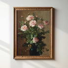 Framed painting of Moody Vintage Still Life Print white wall