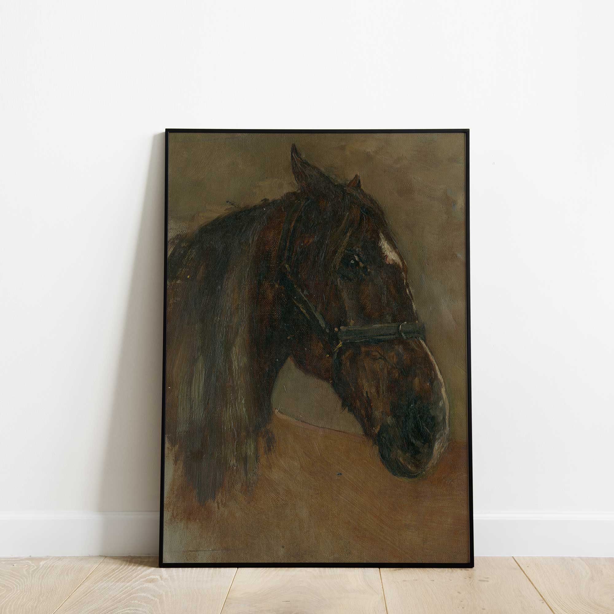 Dark Brown Horse Portrait Print