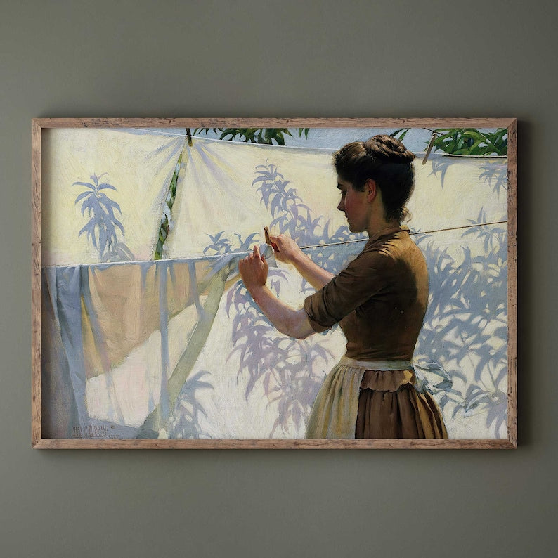 Vintage Woman Laundry Portrait Print