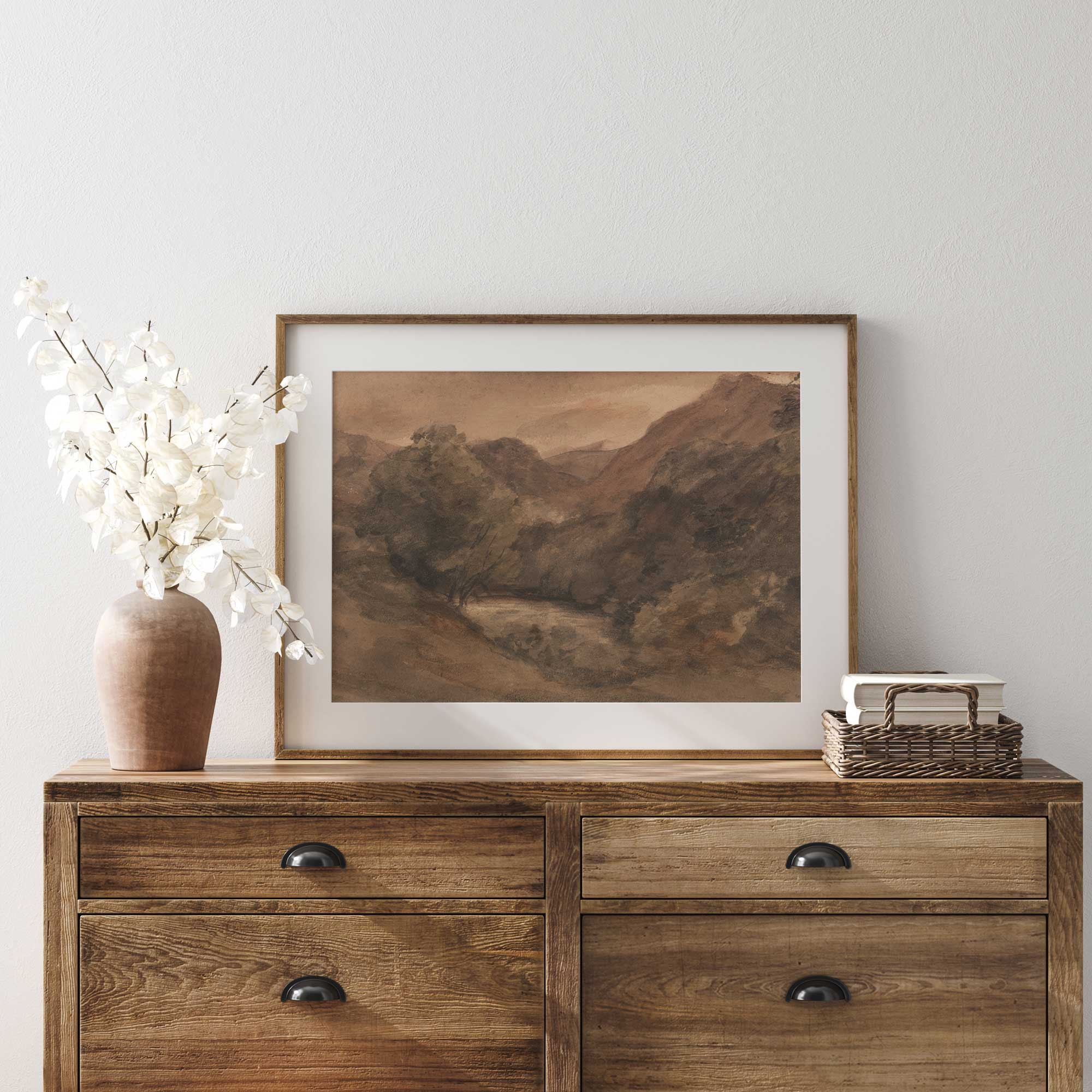 Antique Mountain Landscape Print