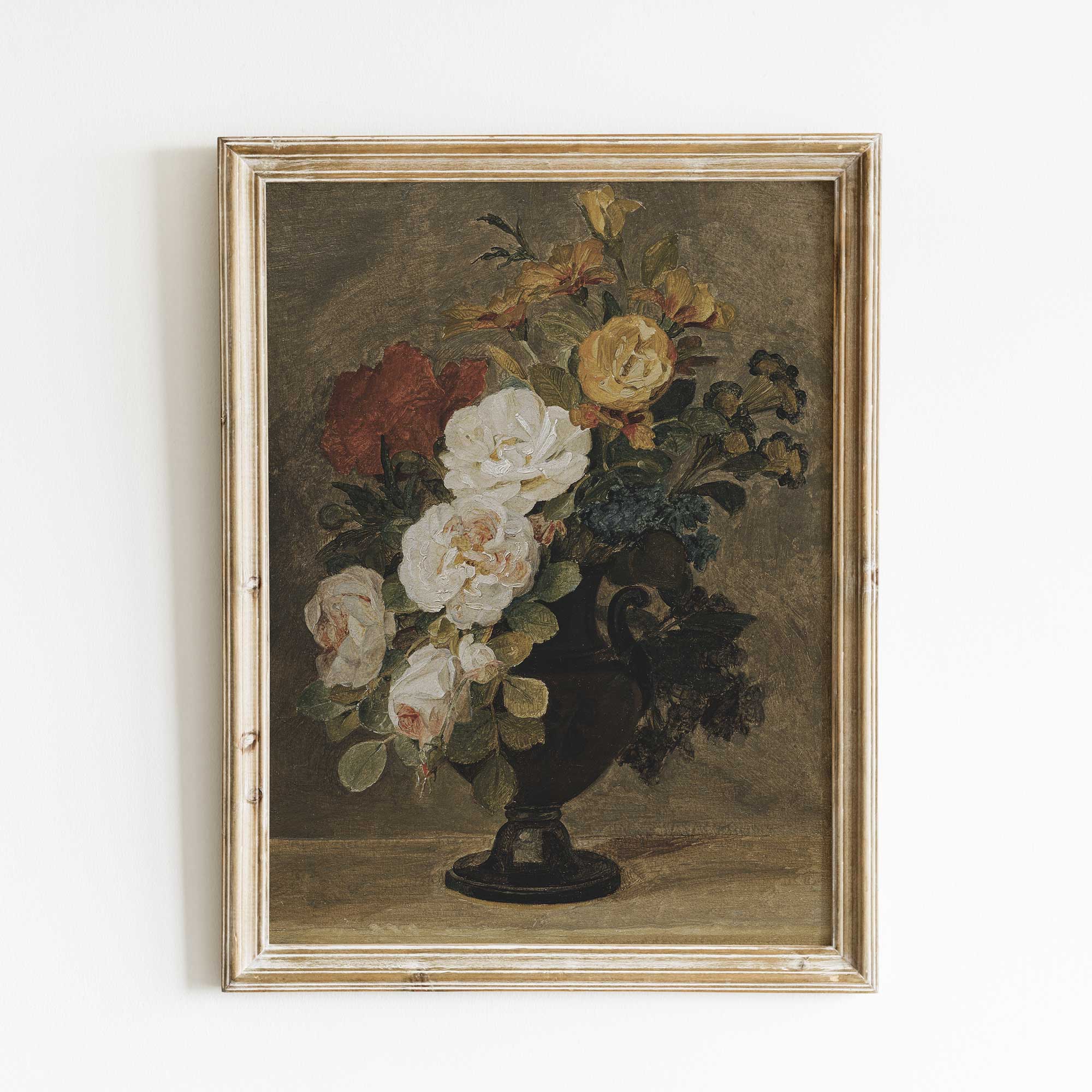 Rose Bouquet in Antique Vase Print
