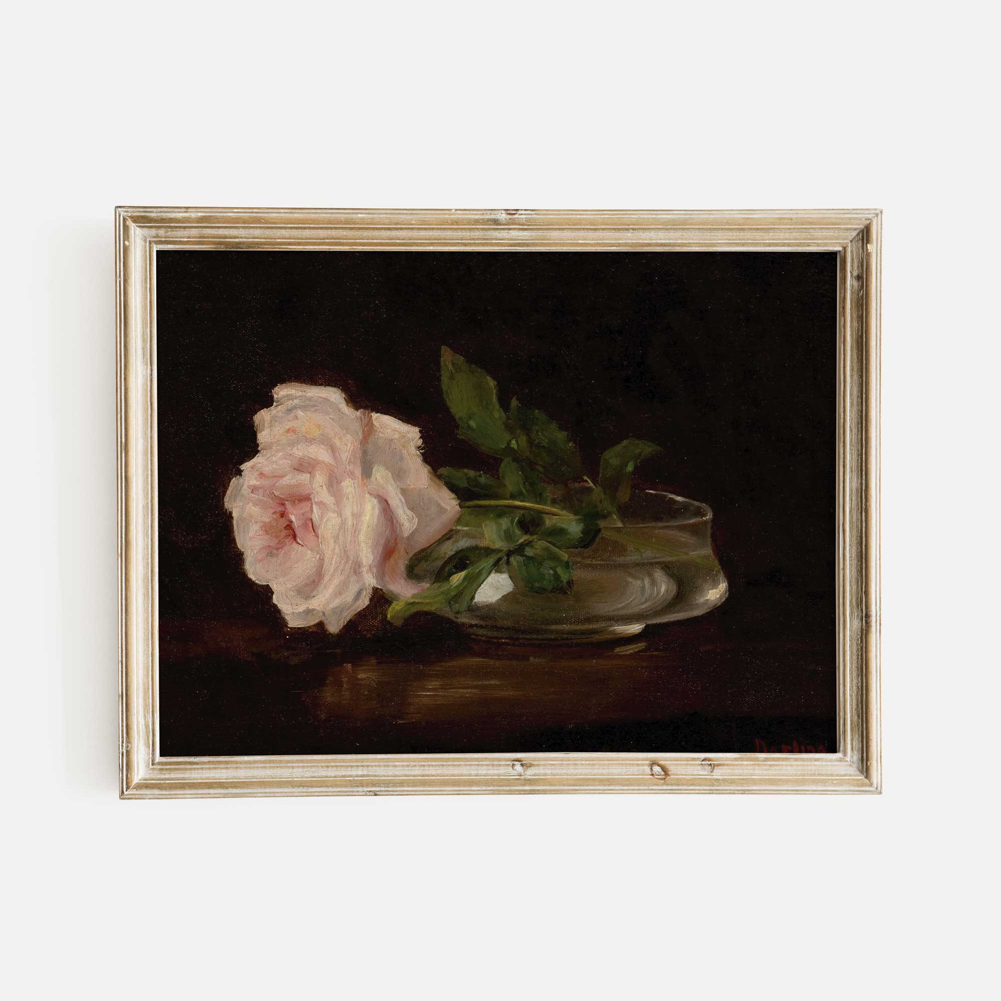 Single Rose in Glass Vase Fine Art Print