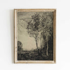 Vintage Landscape Etching Print