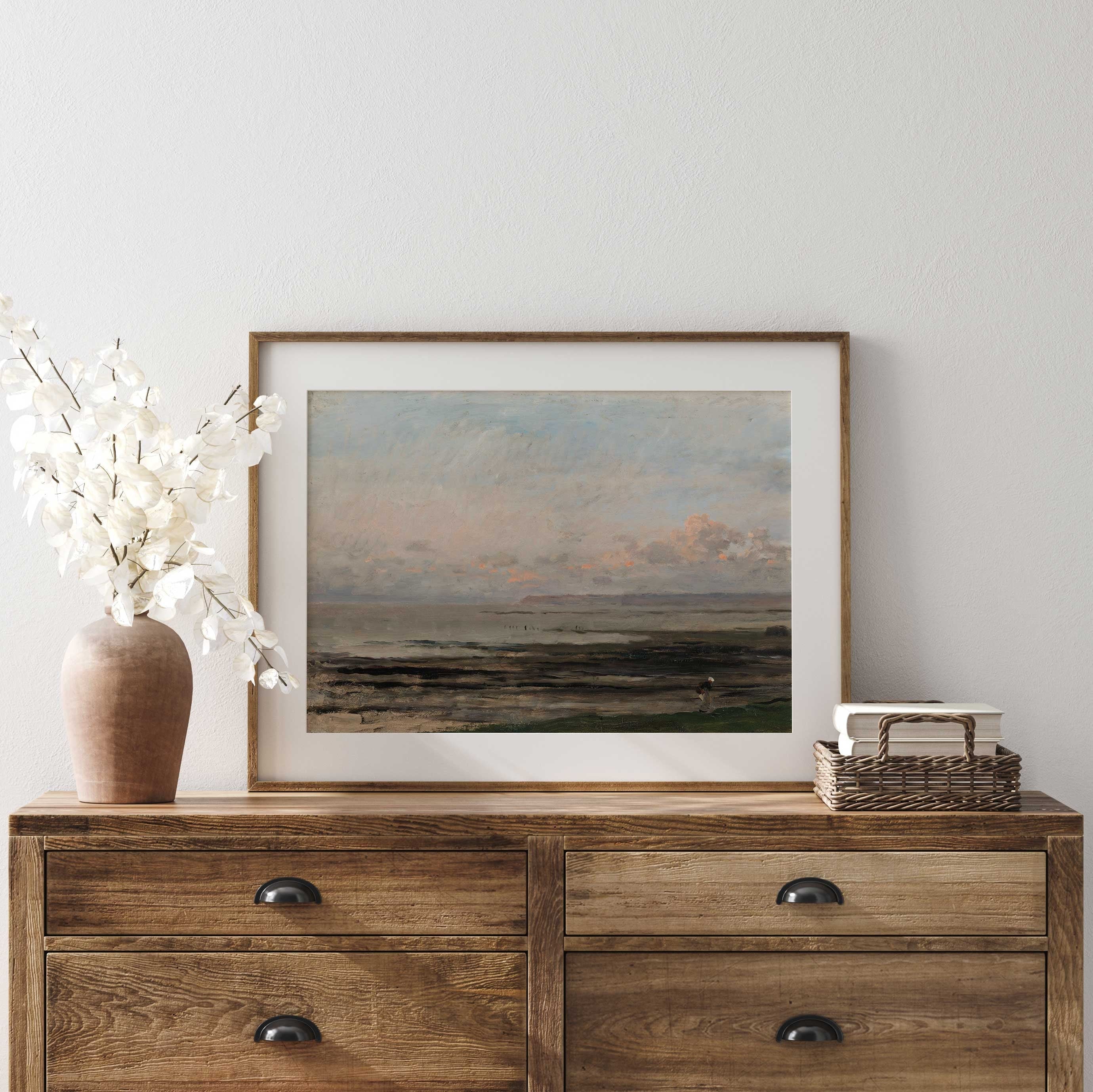 Beach at Low Tide Vintage Coastal Print - Hartsholme Prints