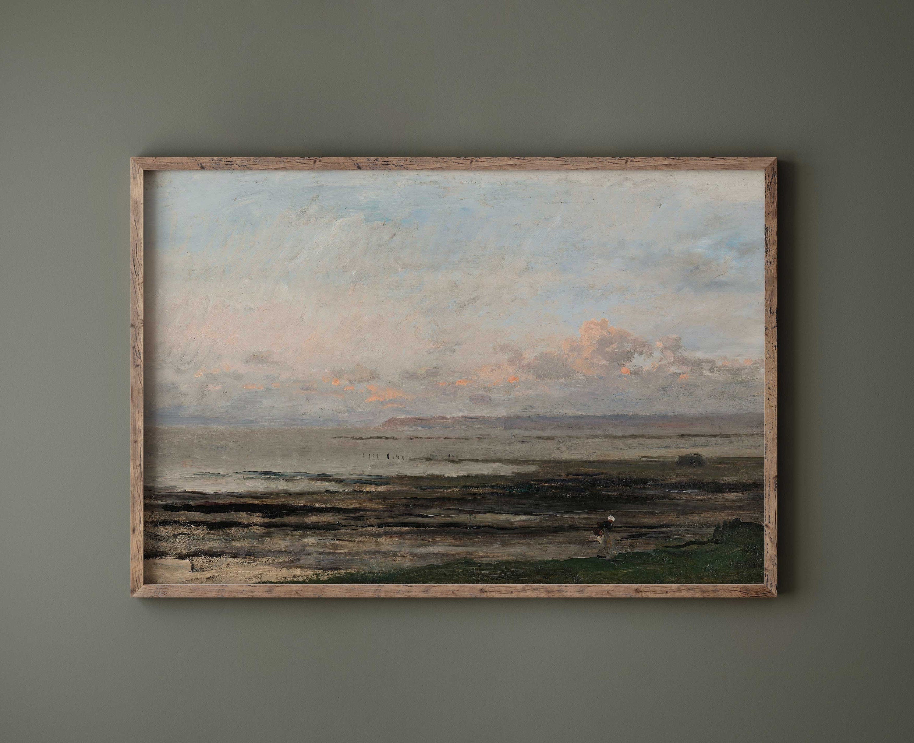 Beach at Low Tide Vintage Coastal Print - Hartsholme Prints