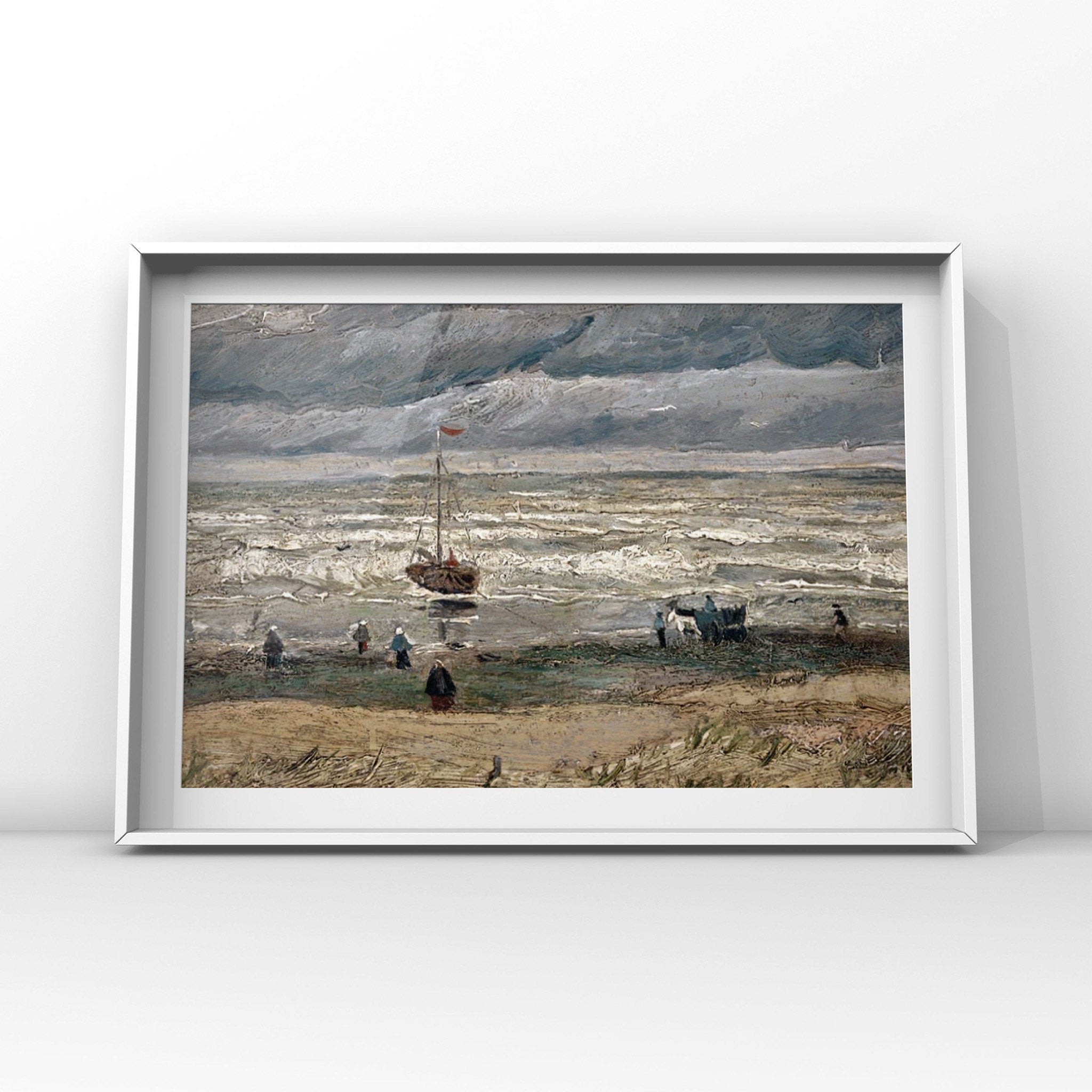 Beach at Scheveningen in Stormy Weather Print - Hartsholme Prints