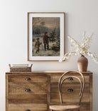Father and Son Selecting the Perfect Christmas Tree, Winter Landscape Print - Hartsholme Prints