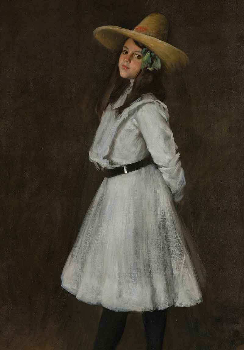 Girl in White Dress Vintage Portrait, Fine Art Print - Hartsholme Prints