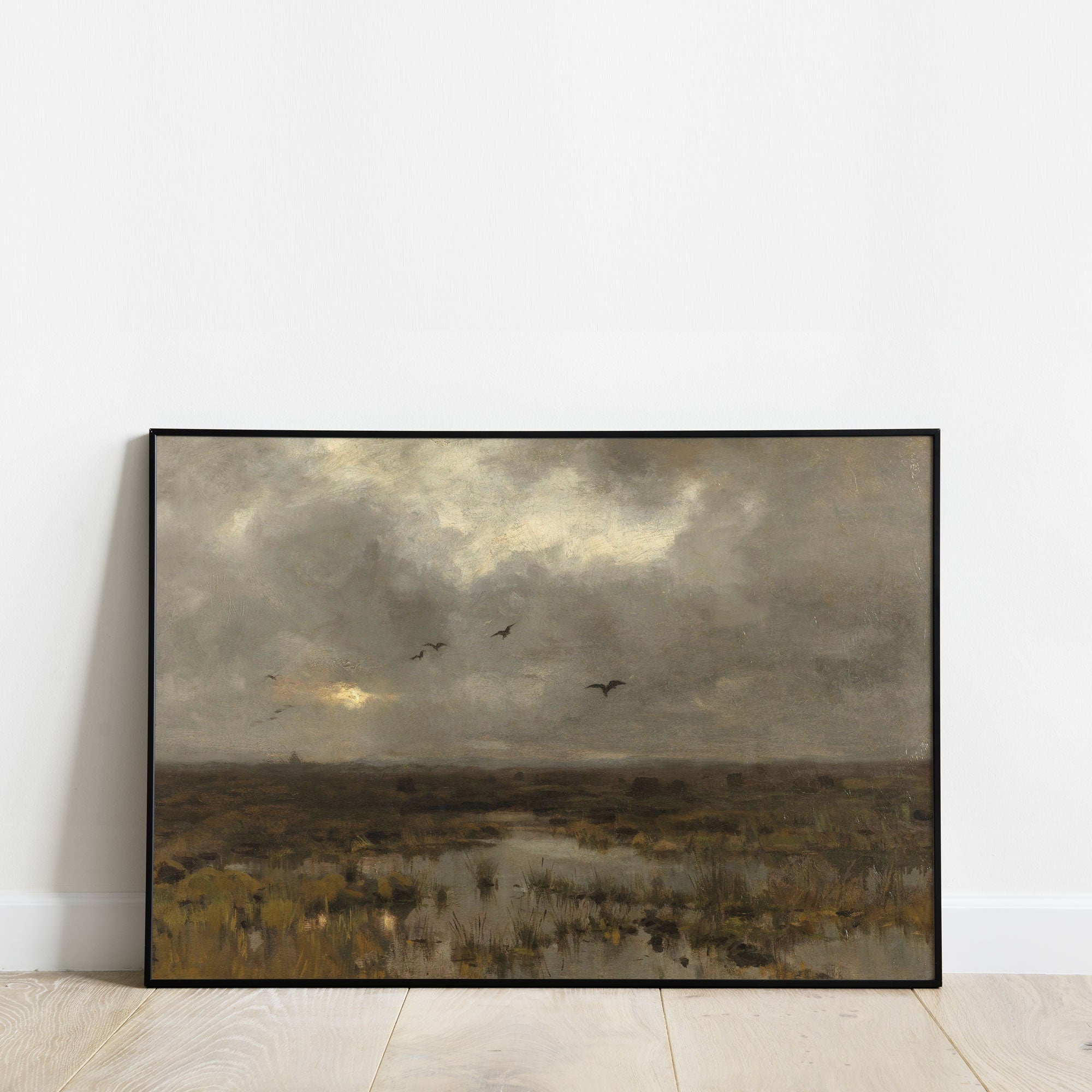 Gloomy Evening Marsh Vintage Rustic Landscape Print - Hartsholme Prints