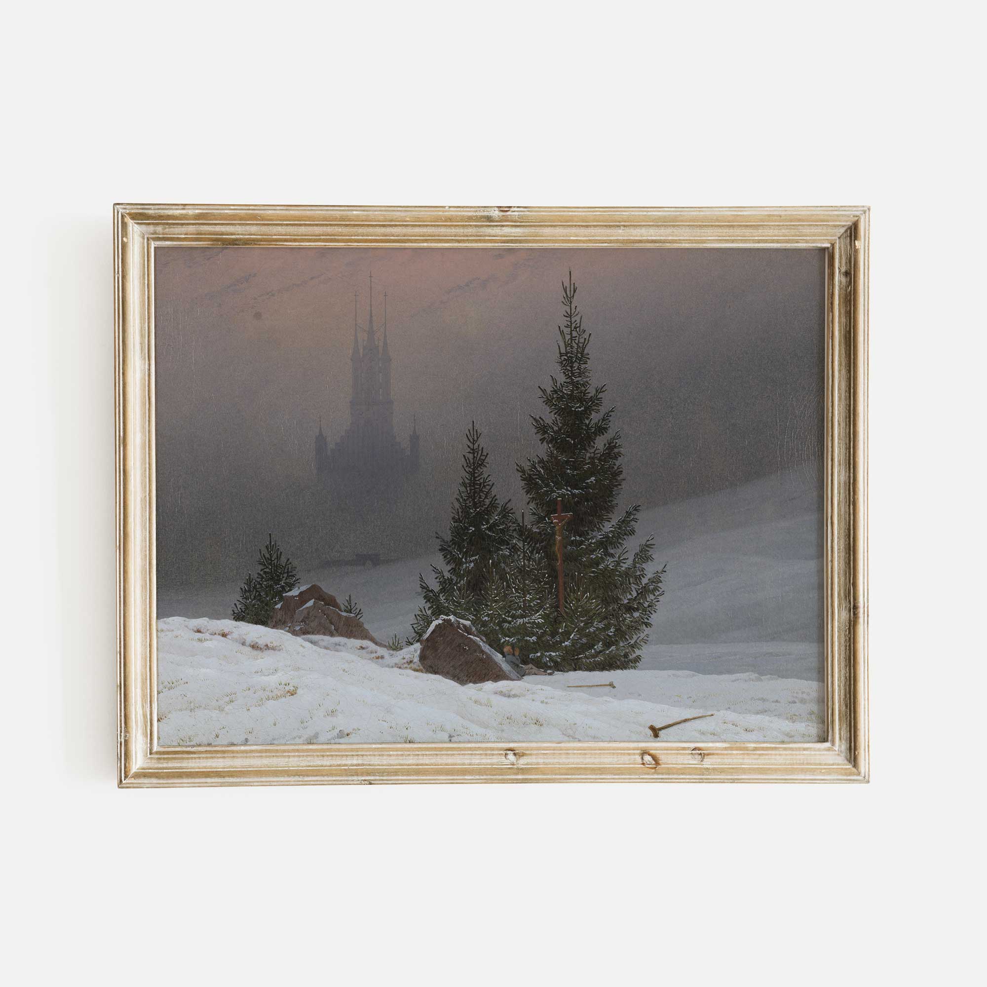 Misty Winter Cathedral: Snow-Covered Pines Art Print - Hartsholme Prints