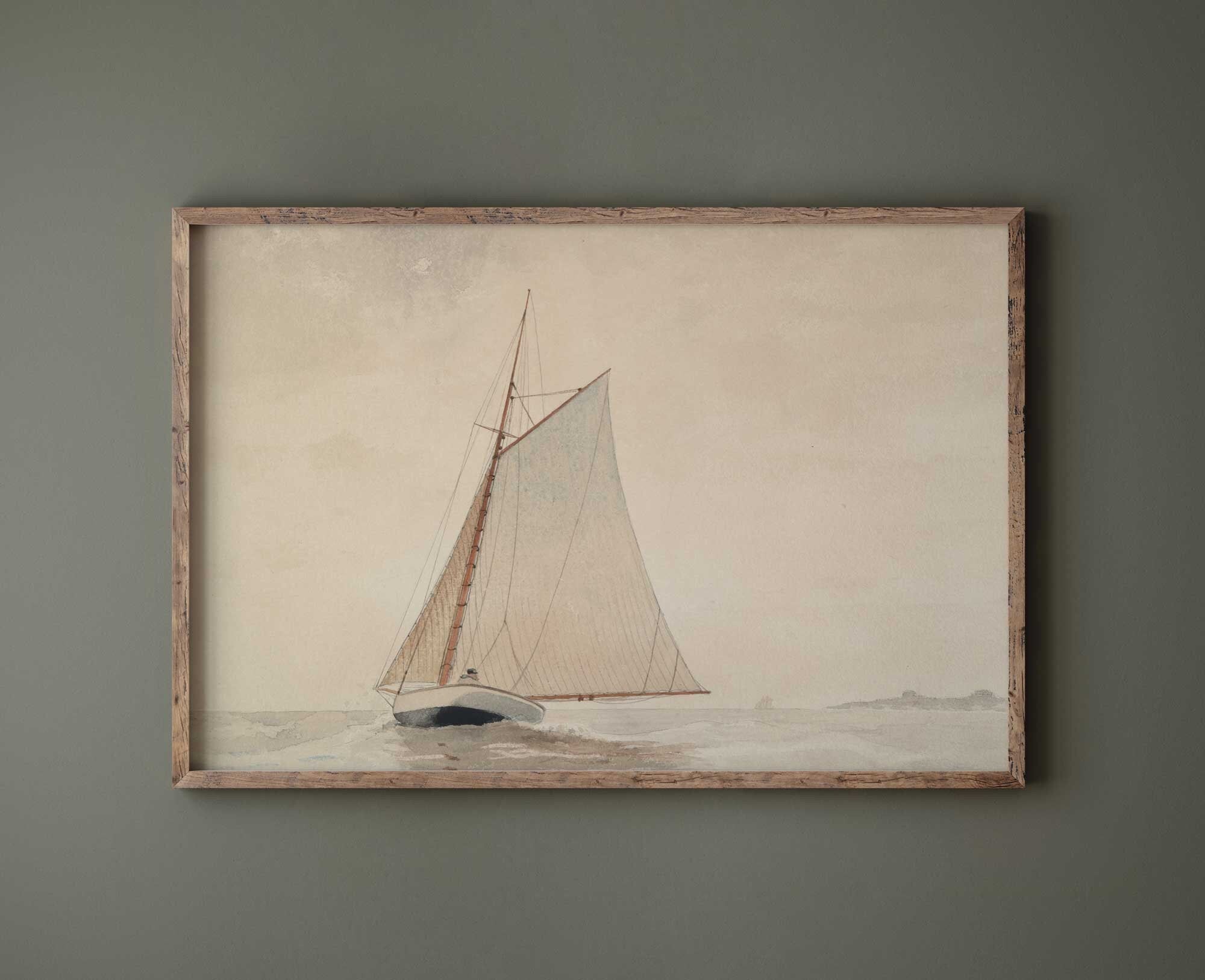 Neutral Sailboat Watercolour Art - Hartsholme Prints