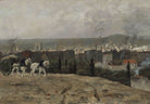 Rustic French Village Winter Landscape Print - Hartsholme Prints