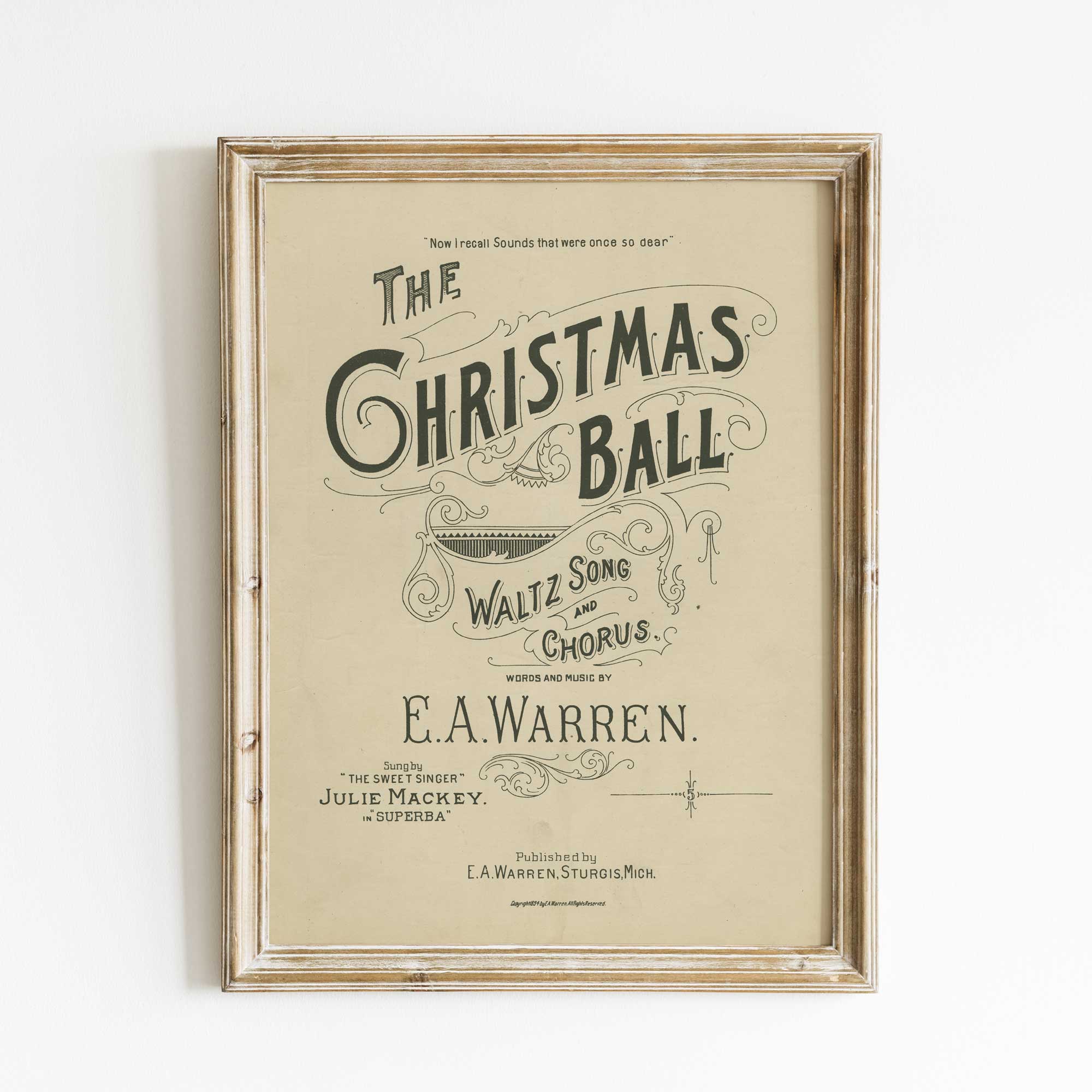 The Christmas Ball Vintage Music Sheet Poster - Hartsholme Prints