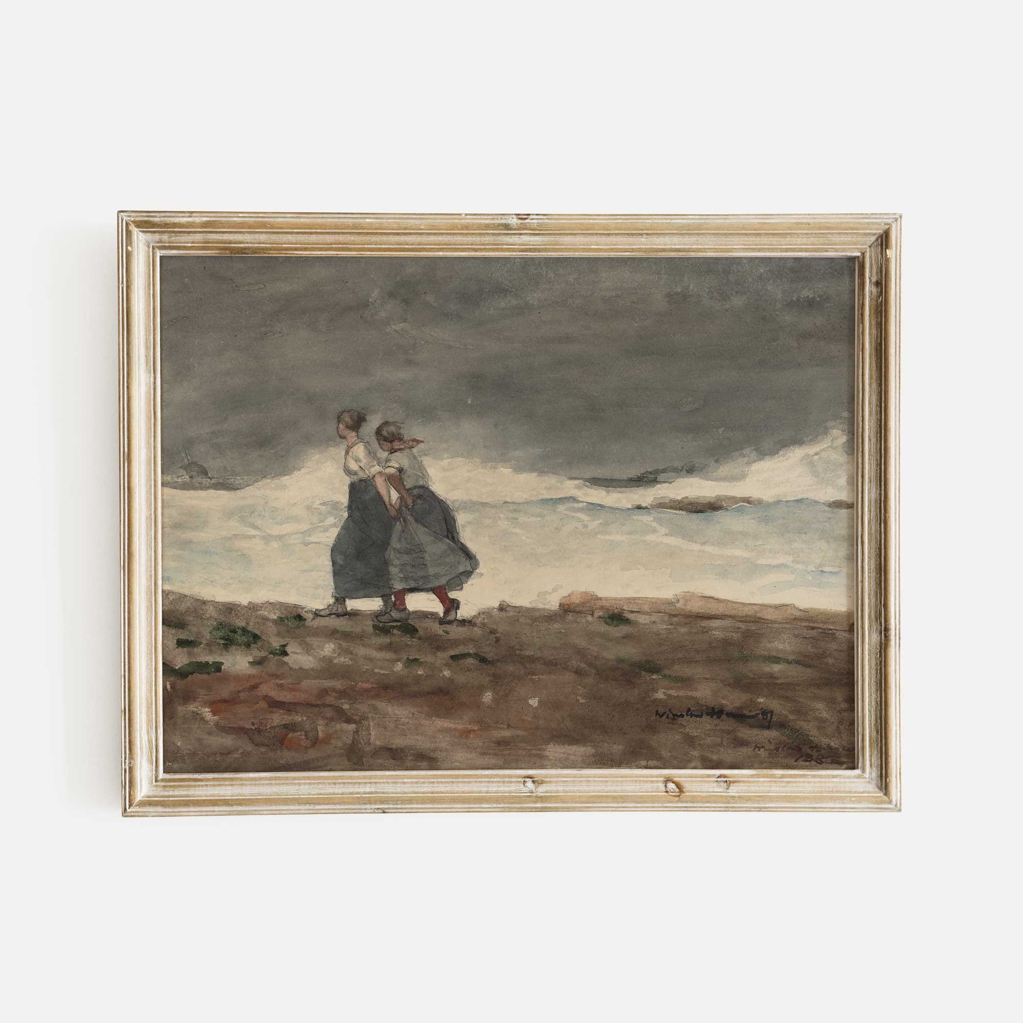 Two Girls Walking by the Sea - Hartsholme Prints