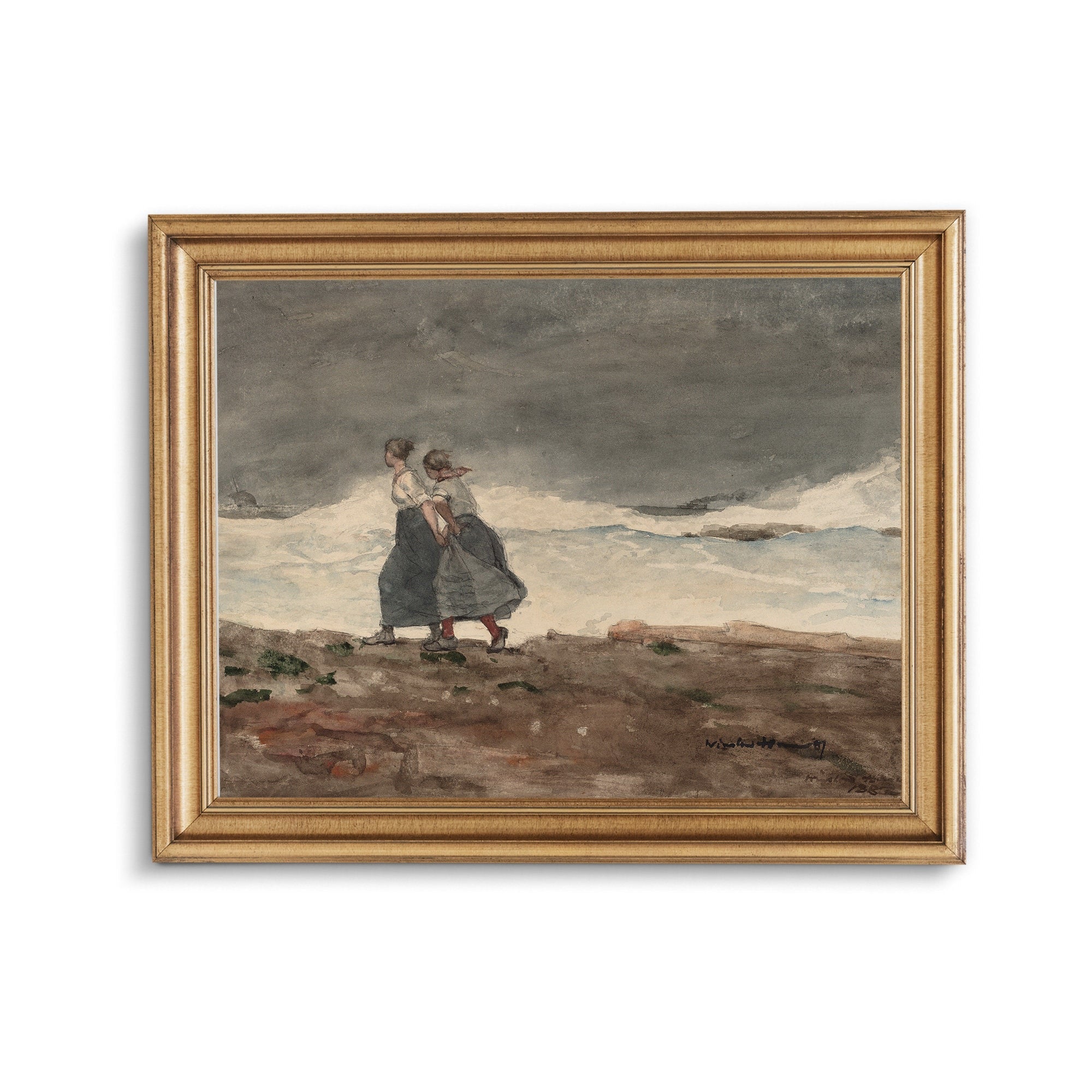 Two Girls Walking by the Sea - Hartsholme Prints