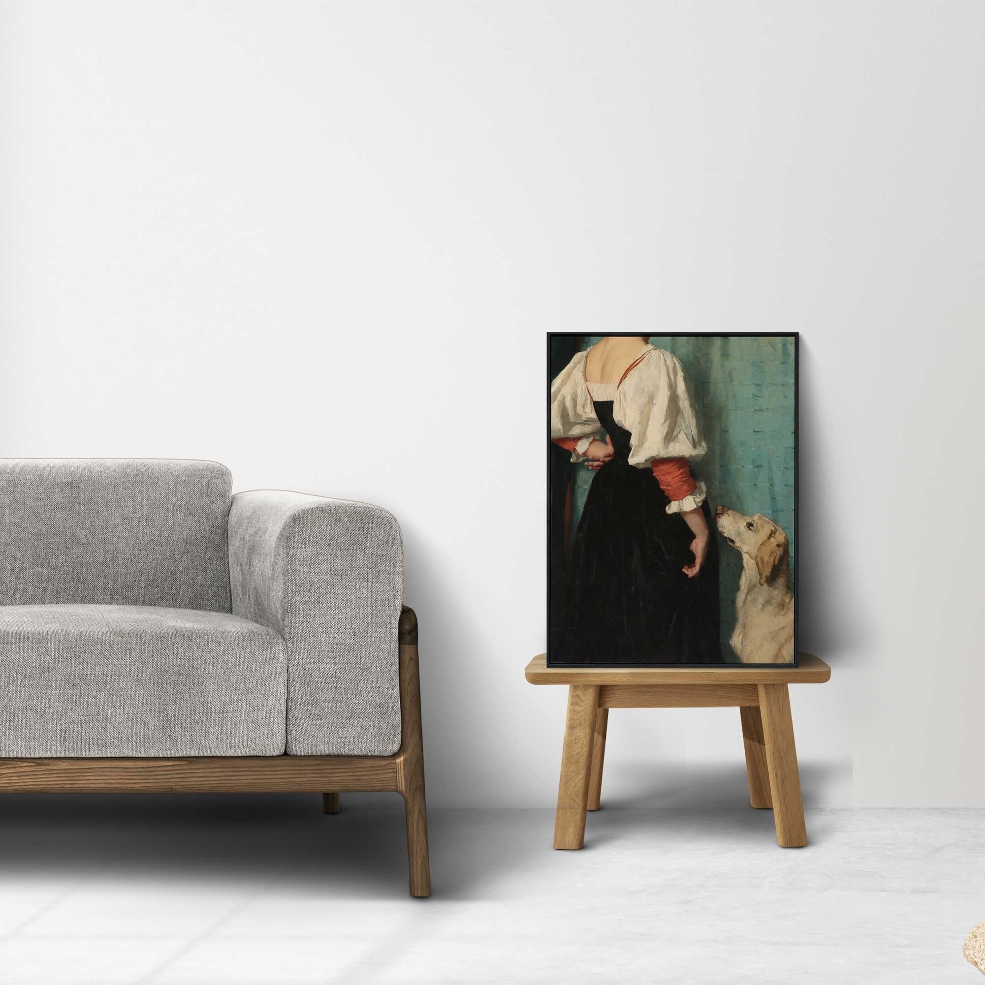 Vintage Altered Portrait Print, Young Woman with the Dog - Hartsholme Prints