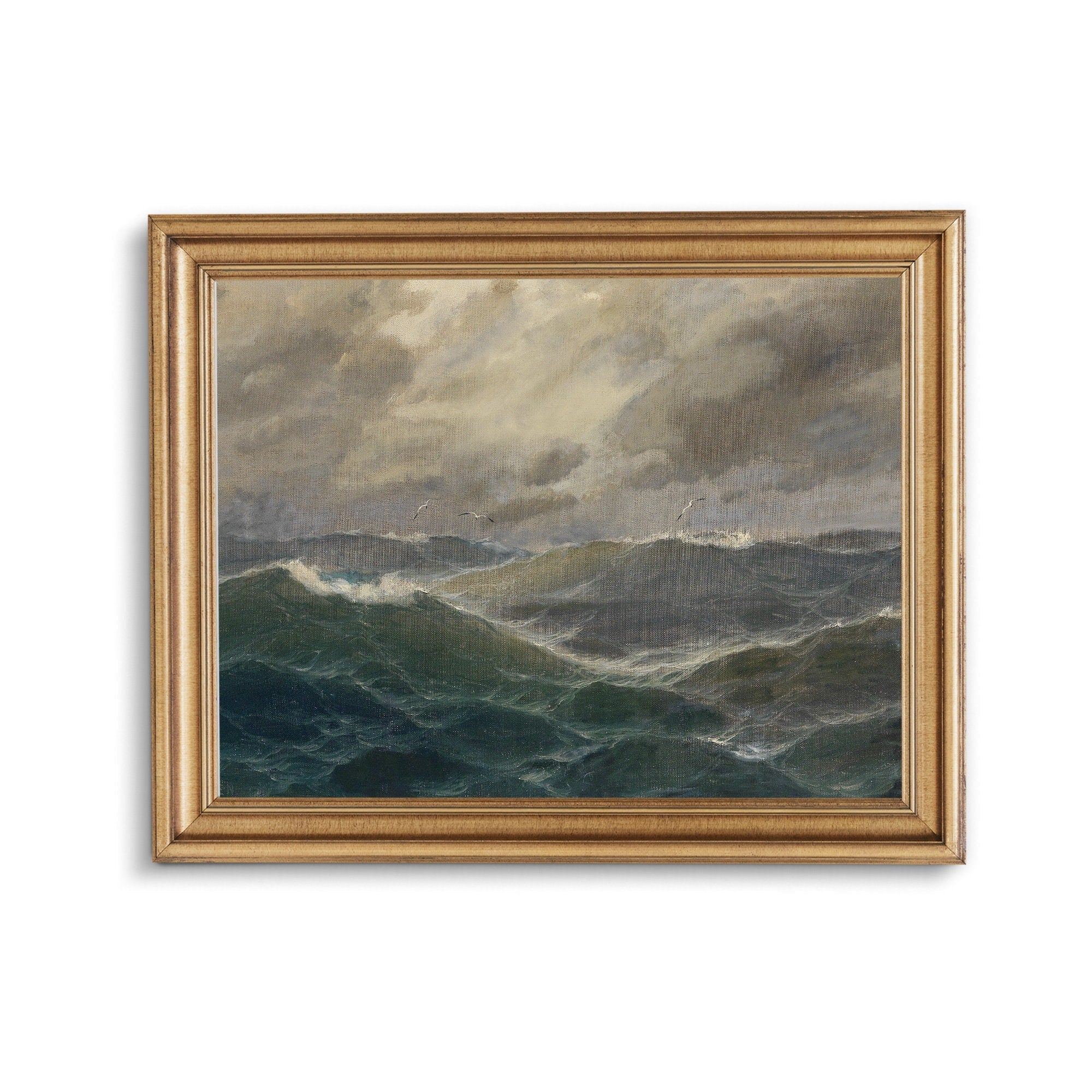 Vintage Coastal Landscape Print: Choppy Sea - Hartsholme Prints
