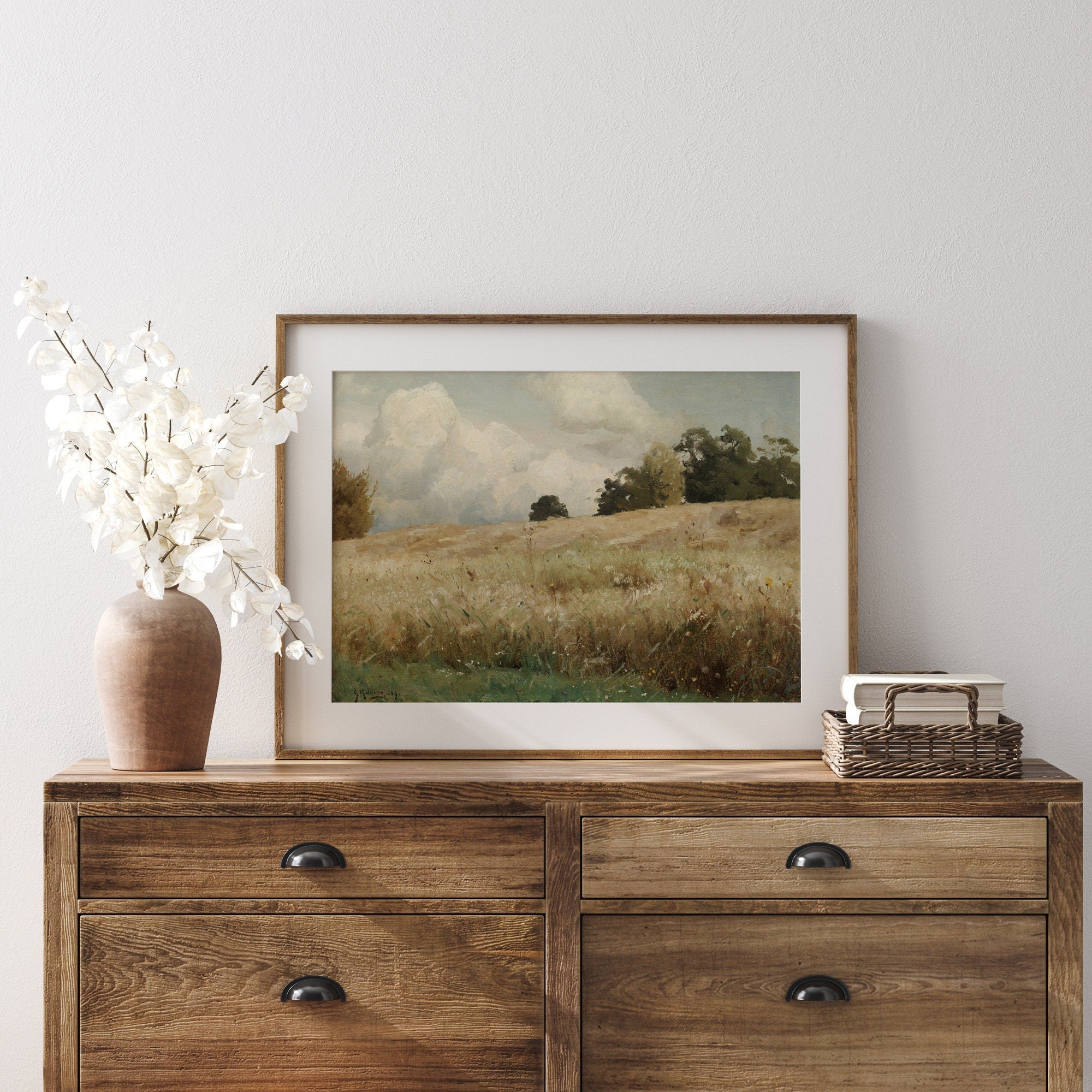 Vintage Cornfield Landscape Art Print - Hartsholme Prints