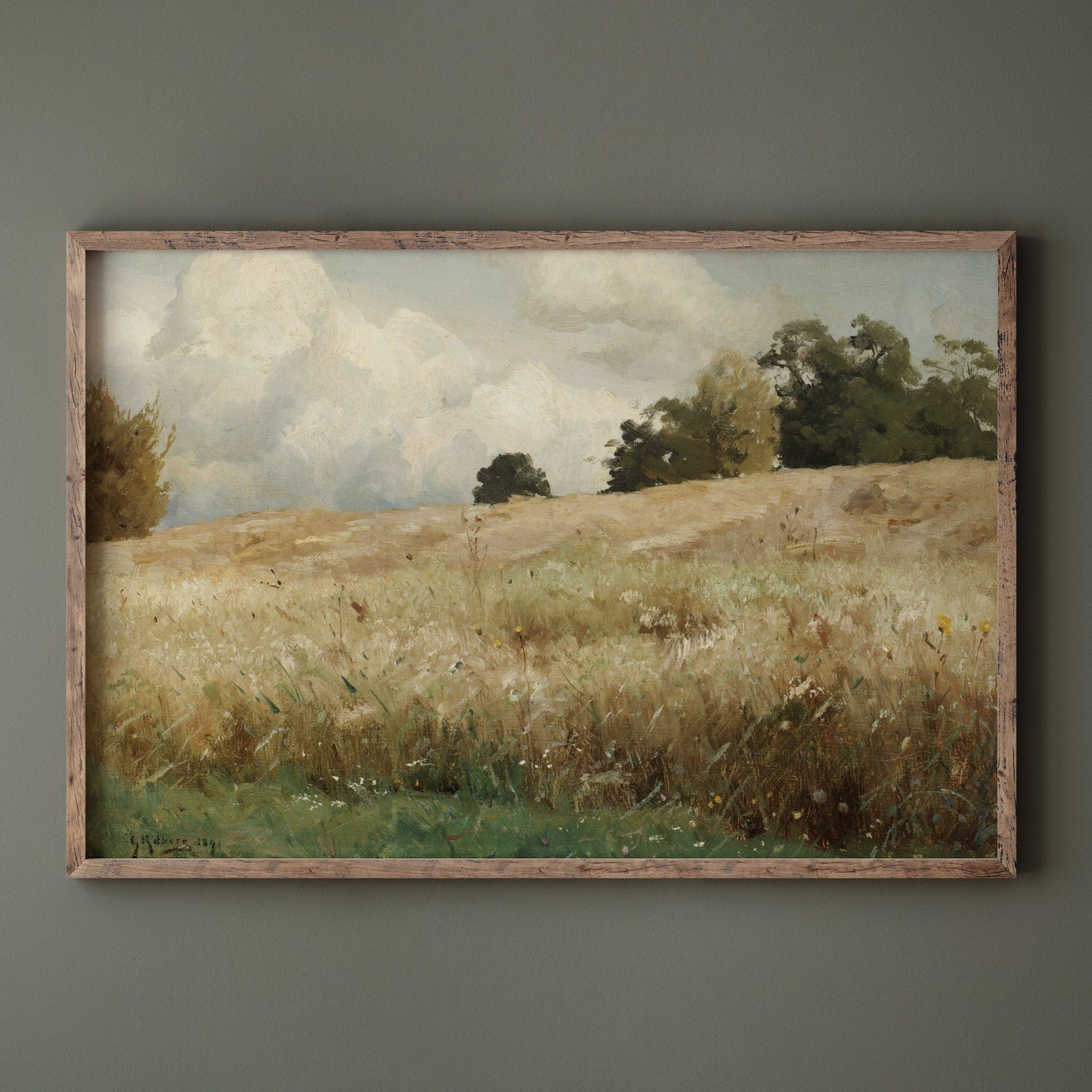 Vintage Cornfield Landscape Art Print - Hartsholme Prints