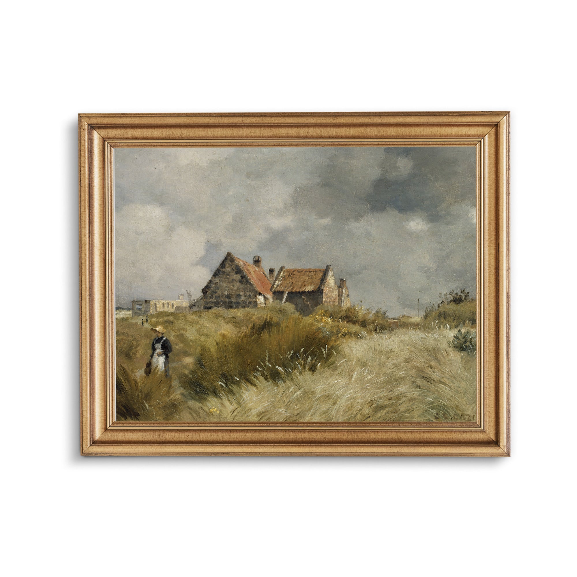 Vintage Cottage Landscape Painting Print - Hartsholme Prints
