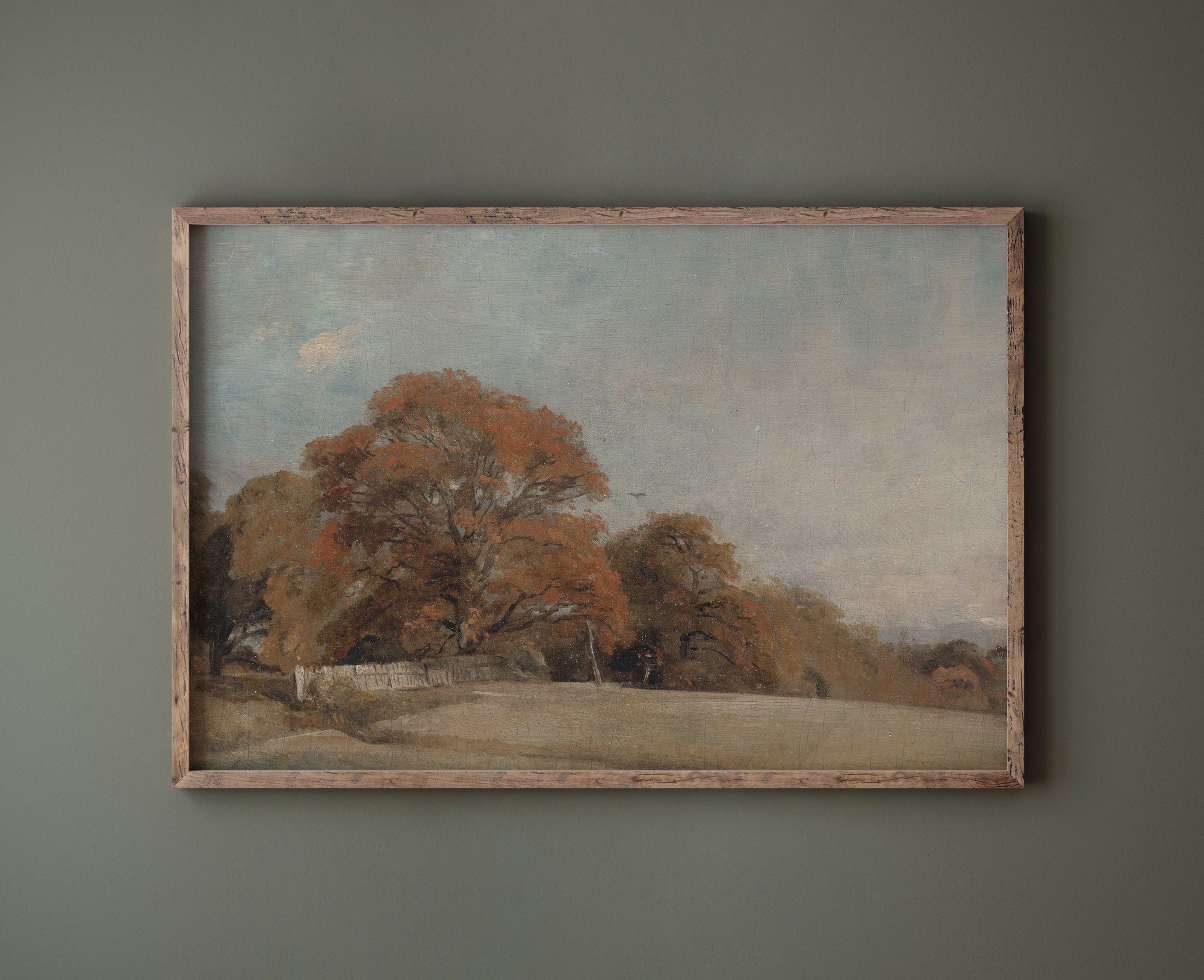Vintage Country Landscape in Warm Autumnal Colour Tones, Fine Art Print - Hartsholme Prints