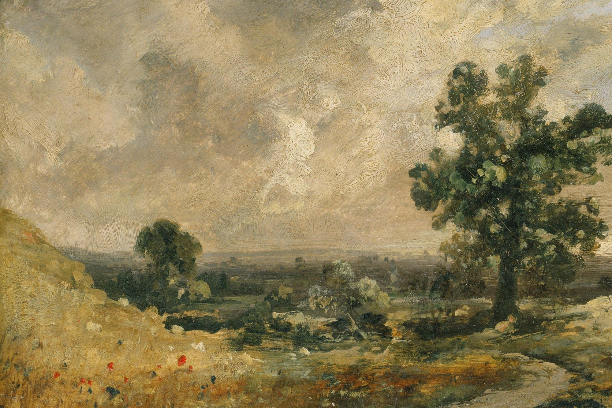 Vintage English Rustic Landscape Painting Print - Hartsholme Prints