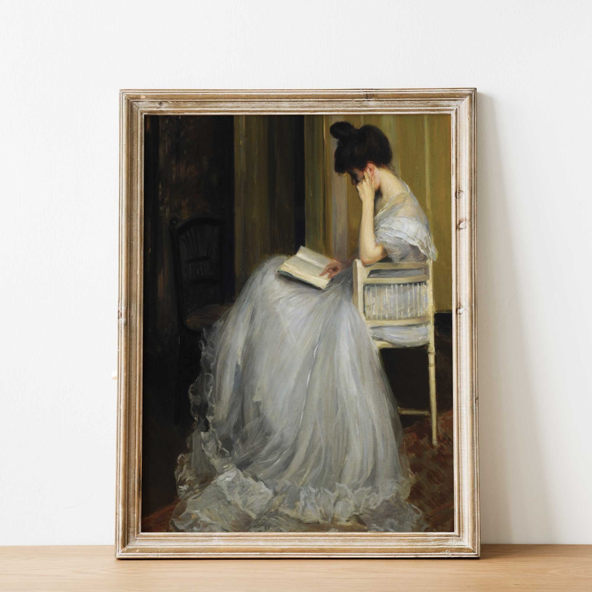 Vintage Female Portrait Reading Book - Hartsholme Prints