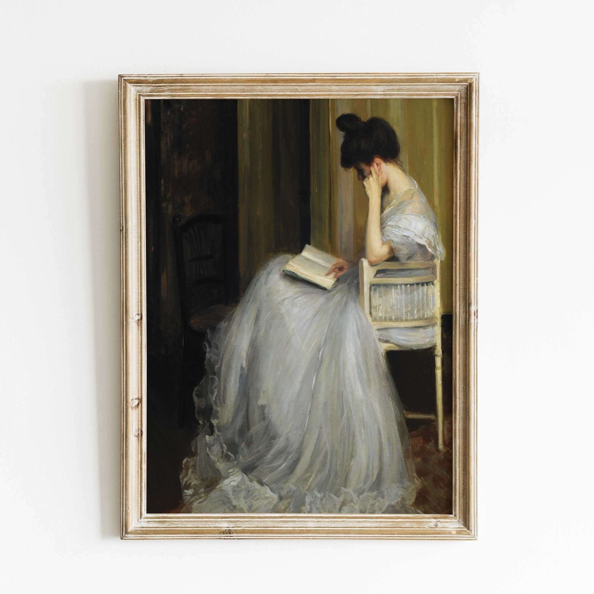 Vintage Female Portrait Reading Book - Hartsholme Prints