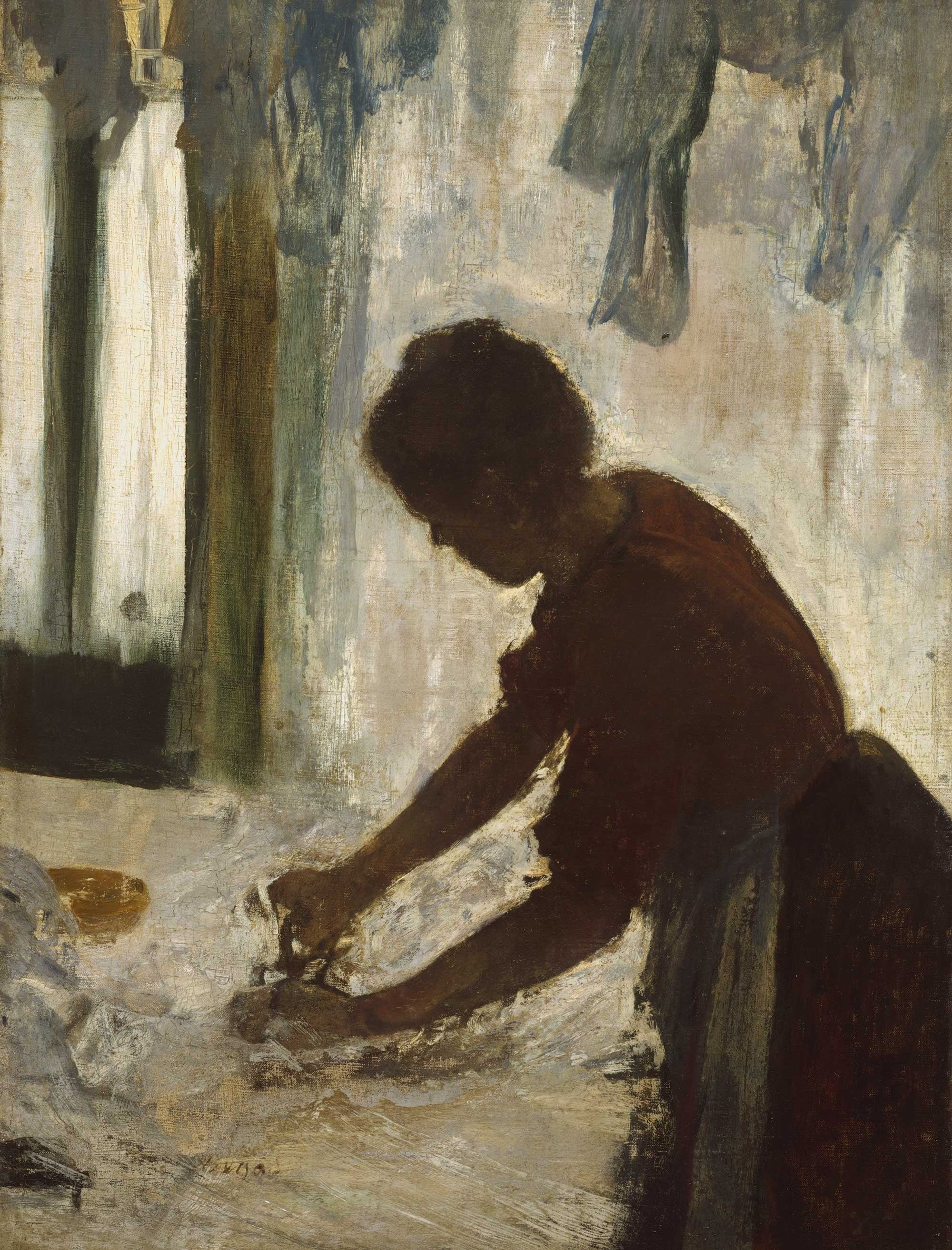 Vintage French Portrait of a Women Ironing, Laundresses Fine Art Print - Hartsholme Prints