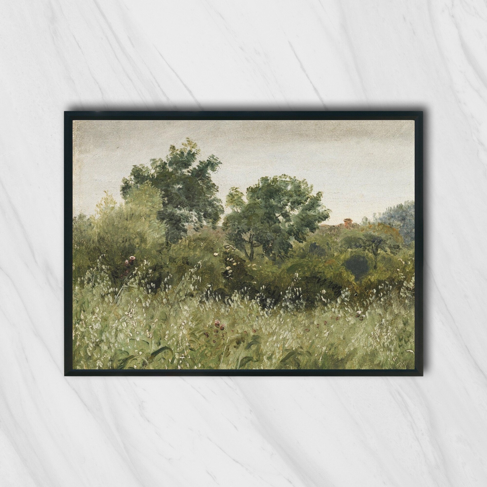 Vintage Landscape Field of Oats Painting Print - Hartsholme Prints