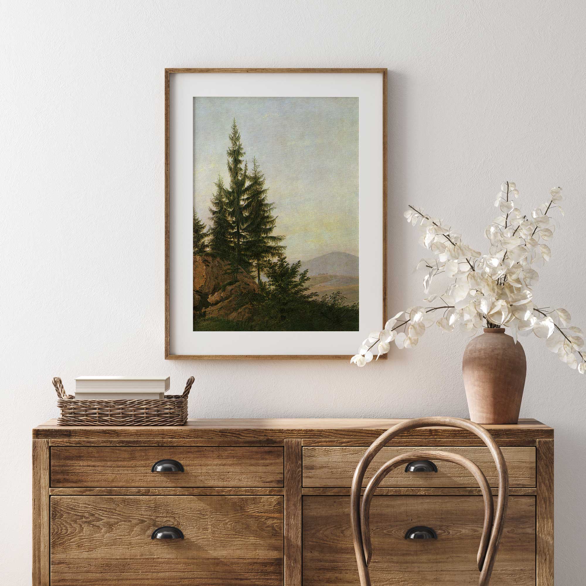 Vintage Landscape Print - Pine Trees - Hartsholme Prints