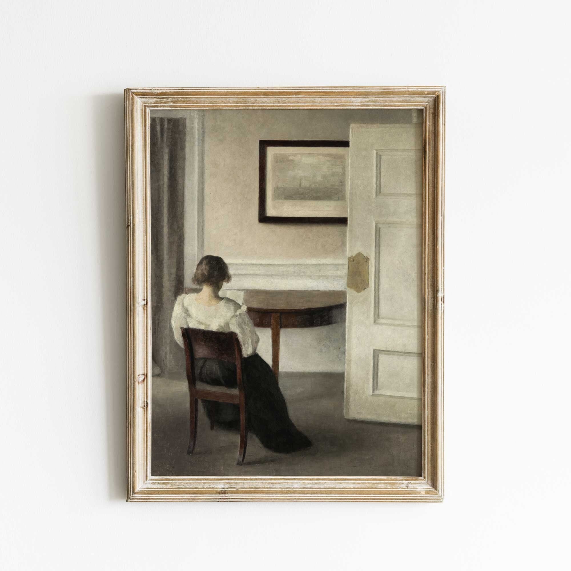 Vintage Oil Portrait of a Woman Reading, Fine Art Print - Hartsholme Prints