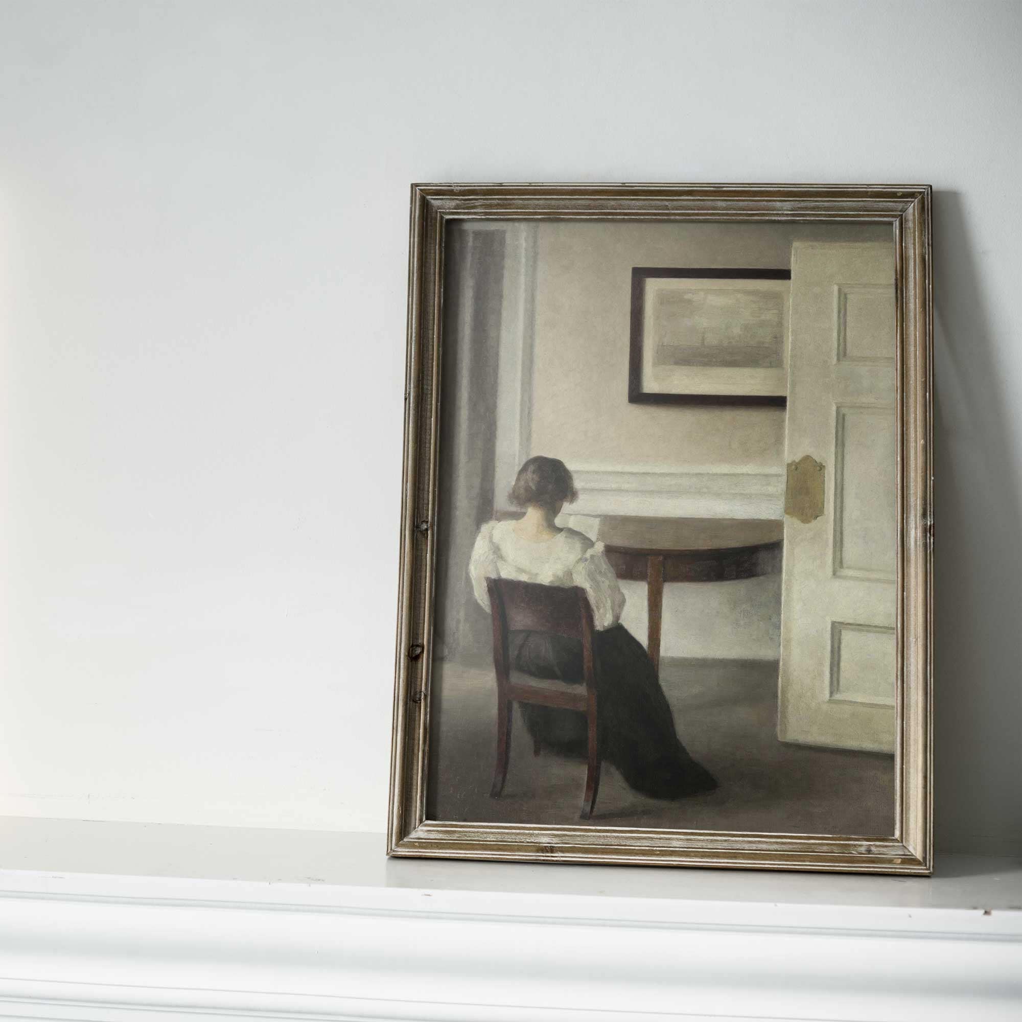 Vintage Oil Portrait of a Woman Reading, Fine Art Print - Hartsholme Prints