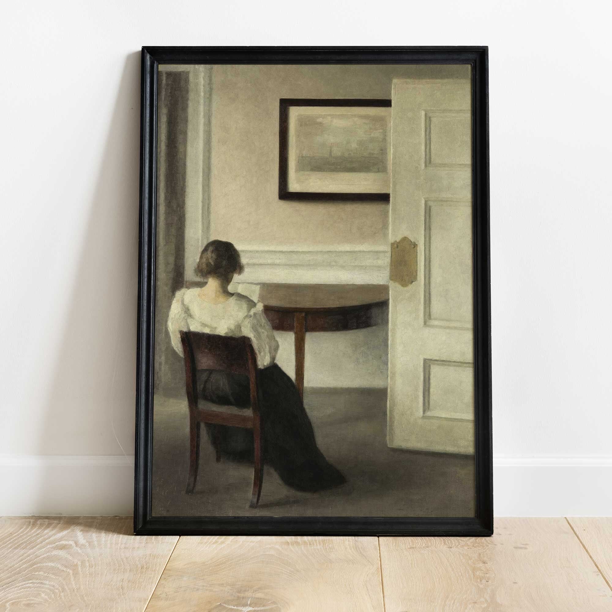 Vintage Oil Portrait of a Woman Reading, Fine Art Print - Hartsholme Prints